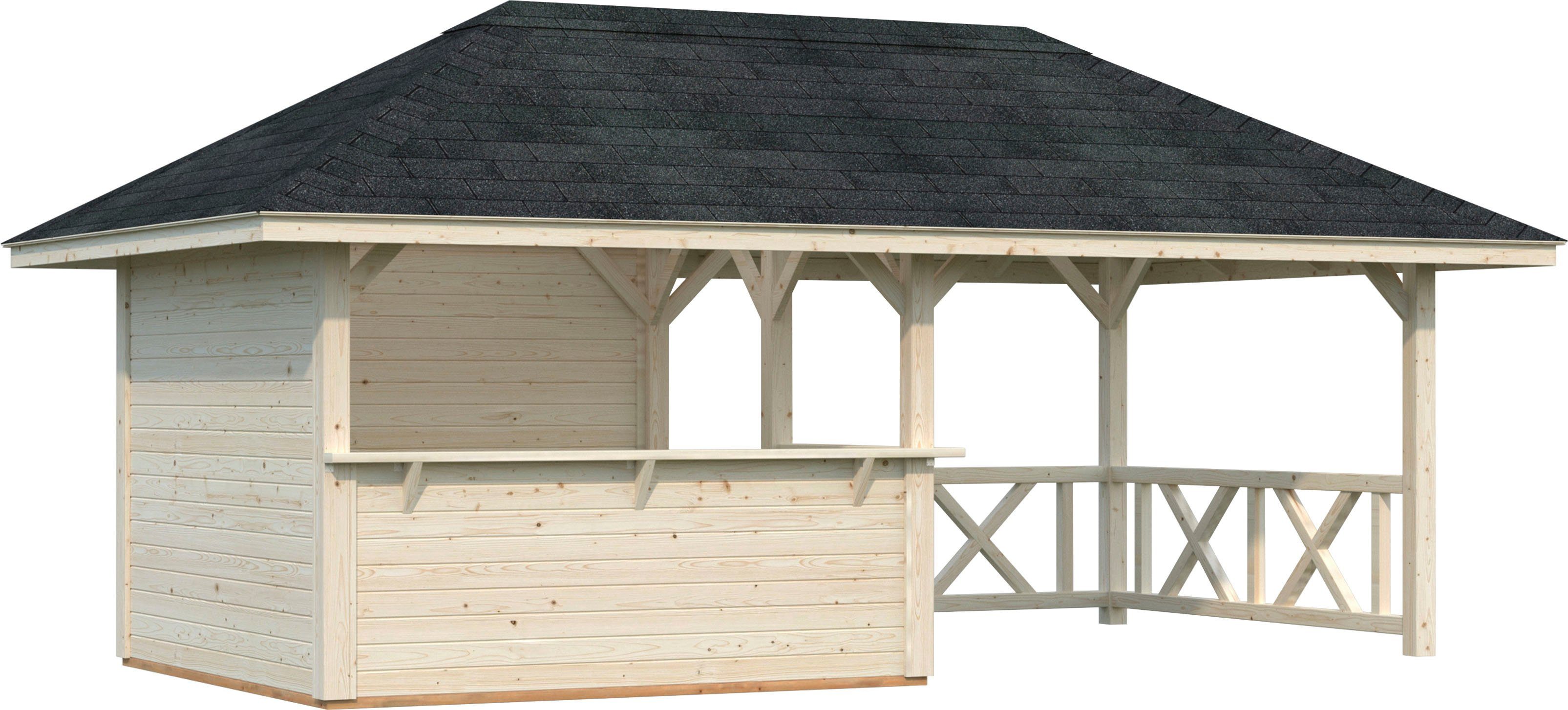 Palmako Holzpavillon Bianca 16,6 m² Set 3, mit 6 Seitenteilen, BxTxH: 588x300x323 cm