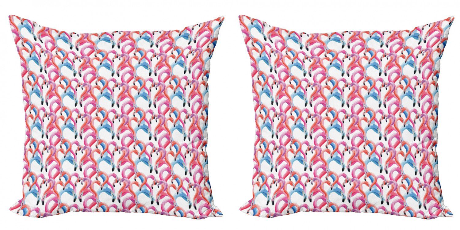 Flamingo Abakuhaus Stück), (2 Vögel Aquarell Doppelseitiger Modern Accent Digitaldruck, Kissenbezüge Pastell