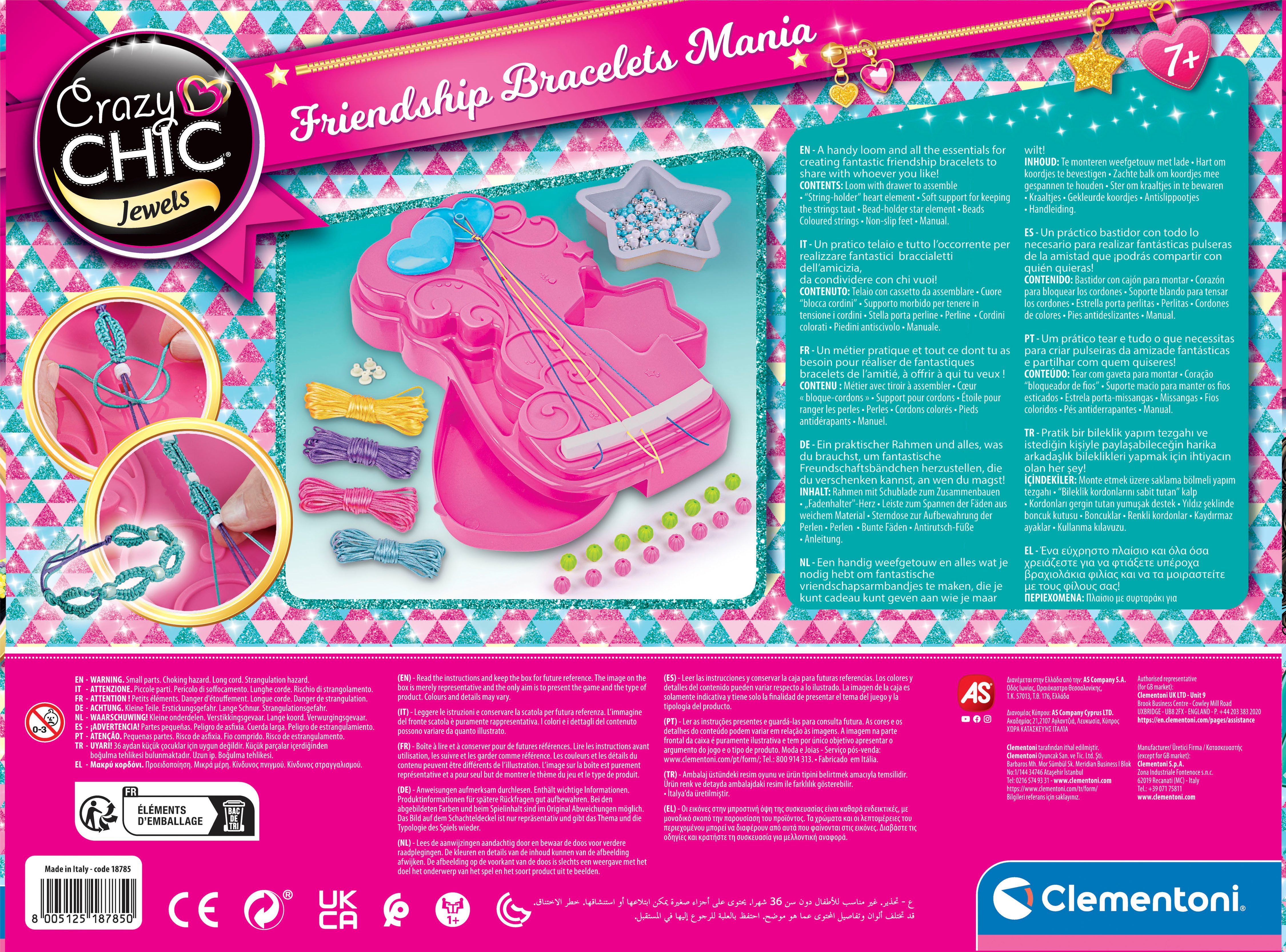 Clementoni® Kreativset Crazy Chic, Freundschafts-Armbänder, Made in Europe