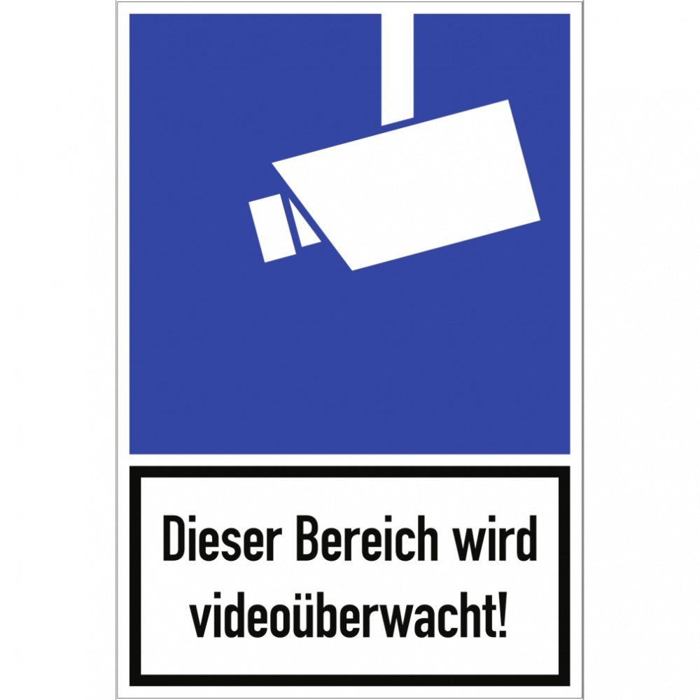 Hinweisschild Dieser Bereich wird videoüberwacht!, Kombischild, DIN 33450