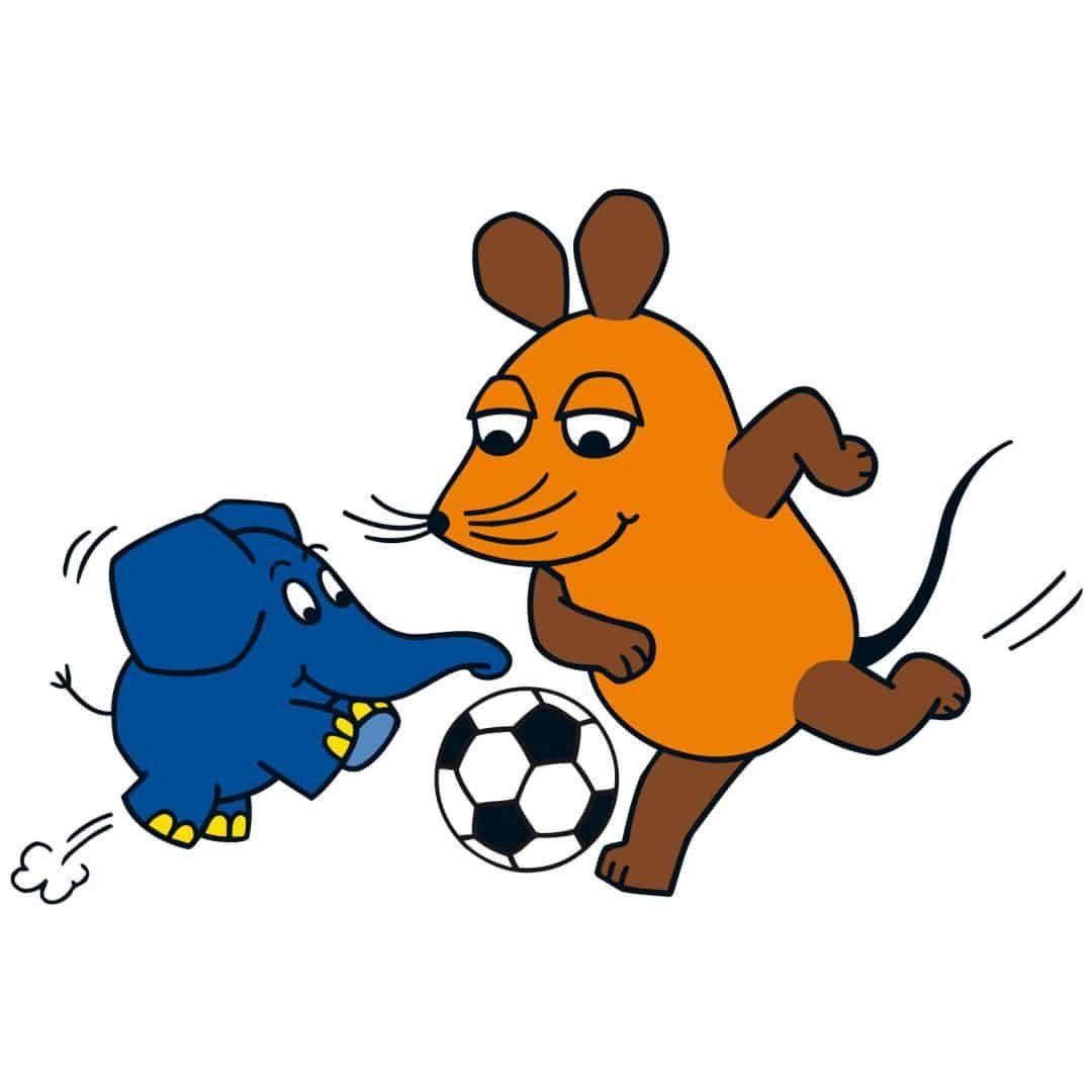 Die Maus Wandtattoo Kinderzimmer Wandbild Fußball Maus Elefant Aufkleber Junge Mädchen, selbstklebend, entfernbar