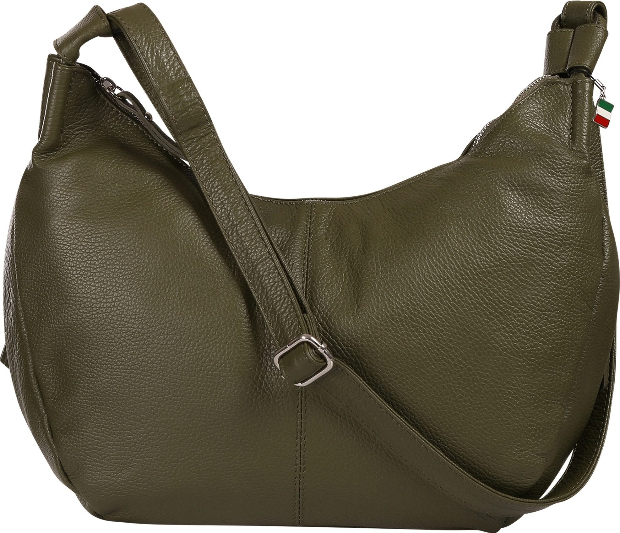 FLORENCE Umhängetasche Florence Damen Umhängetasche Leder Tasche (Umhängetasche), Damen Umhängetasche Leder, dunkelgrün, oliv ca. 43cm x ca. 27cm hoch