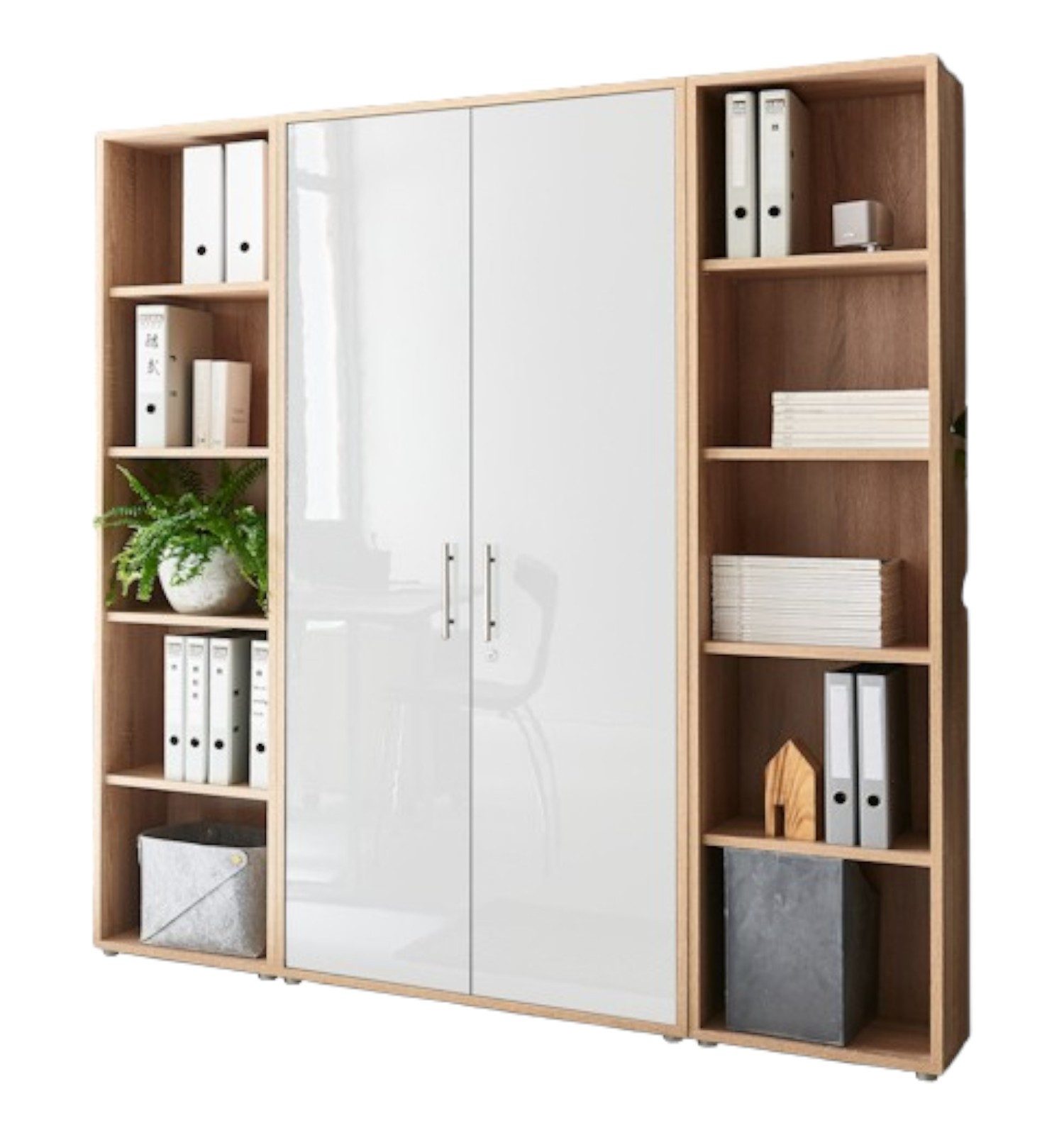 BMG Möbel Aktenschrank Office Edition 3 (Schrankwand Set, 3tlg) abschließbar, matt oder Hochglanz lackiert