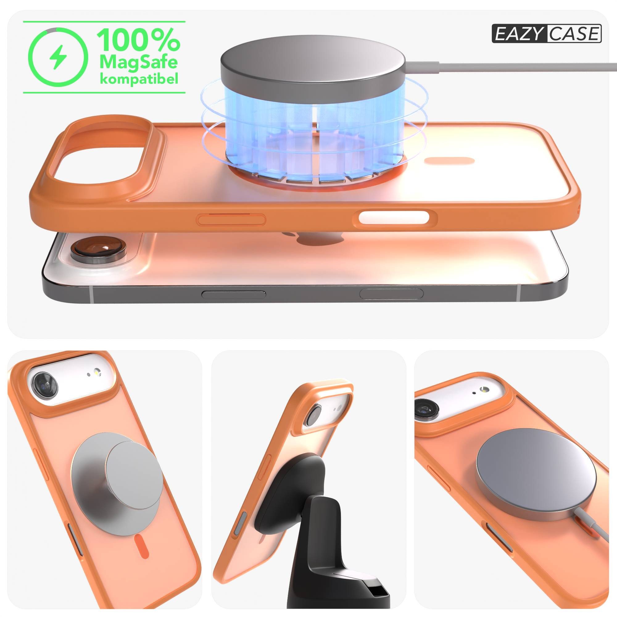 EAZY CASE Handyhülle Outdoor Case MagSafe für Apple iPhone Air 6,5 Zoll, Outdoor Case Handyhülle mit MagSafe Bumper leuchtend Orange