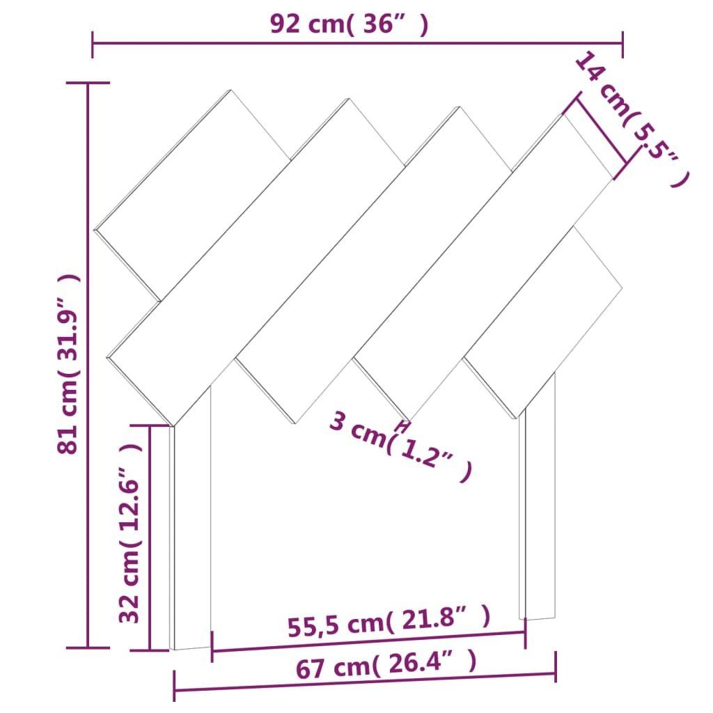 Schwarz 92x3x81 Kopfteil cm (1 Massivholz Kopfteil Kiefer, St) vidaXL