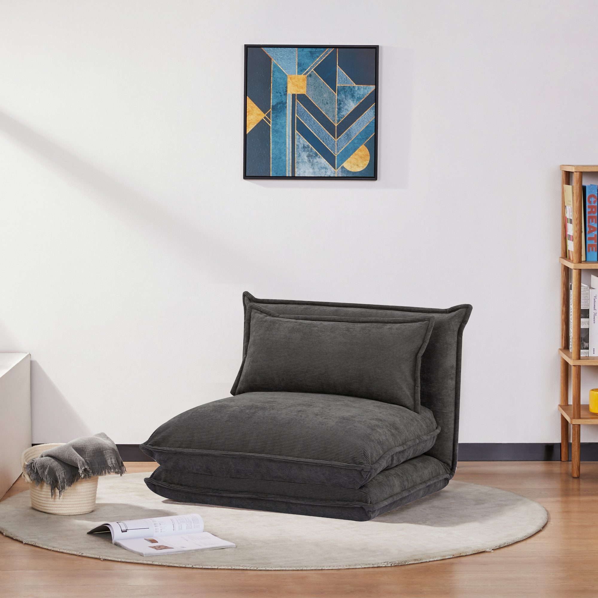 en.casa Relaxsessel, Schlafsessel »Umeå« 59x85,5x67 cm Cord Grau günstig online kaufen