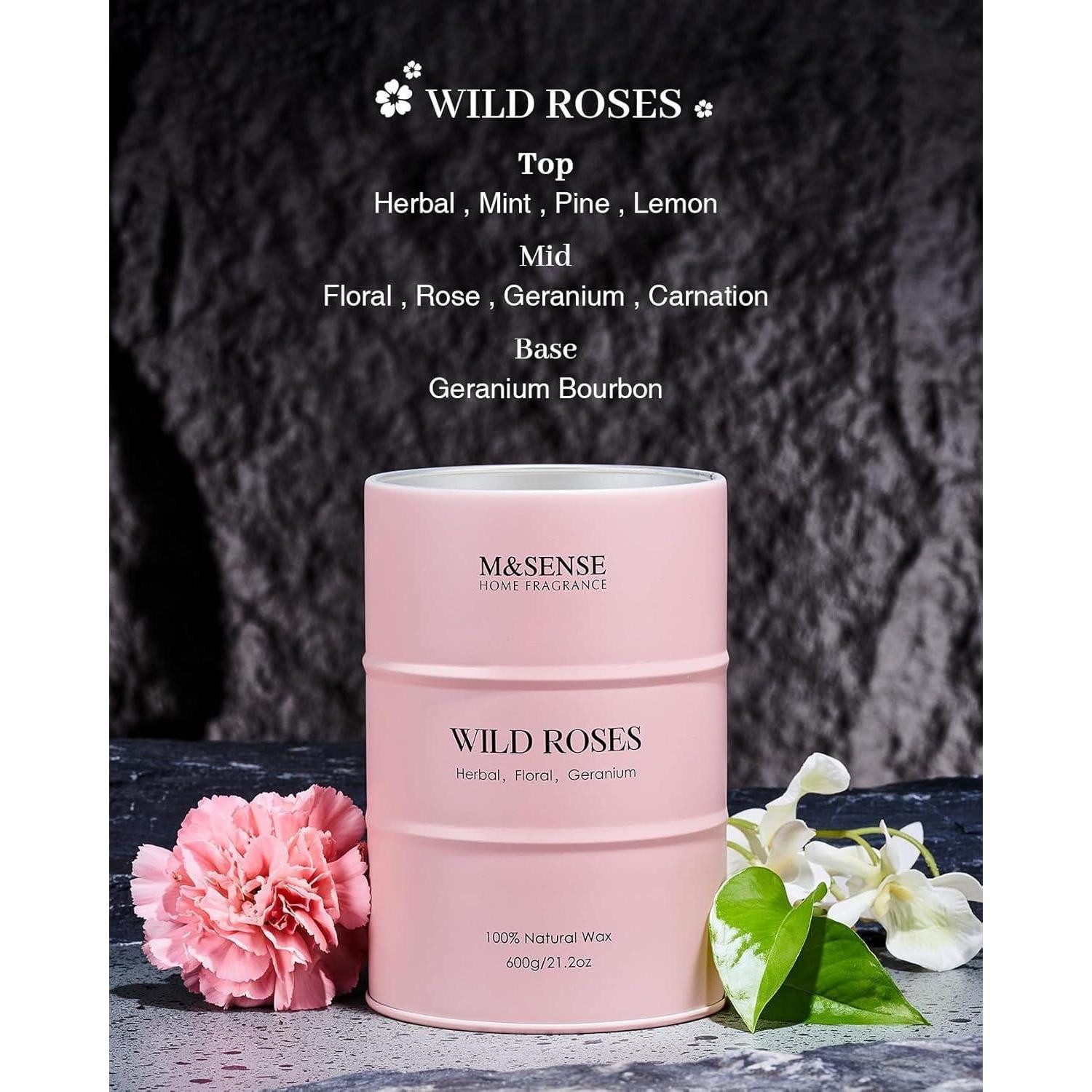 LuxusKollektion Duftkerze Duftkerze Sojawachs Glas Brenndauer 130 Std Wilde 600g Wilde Rosen