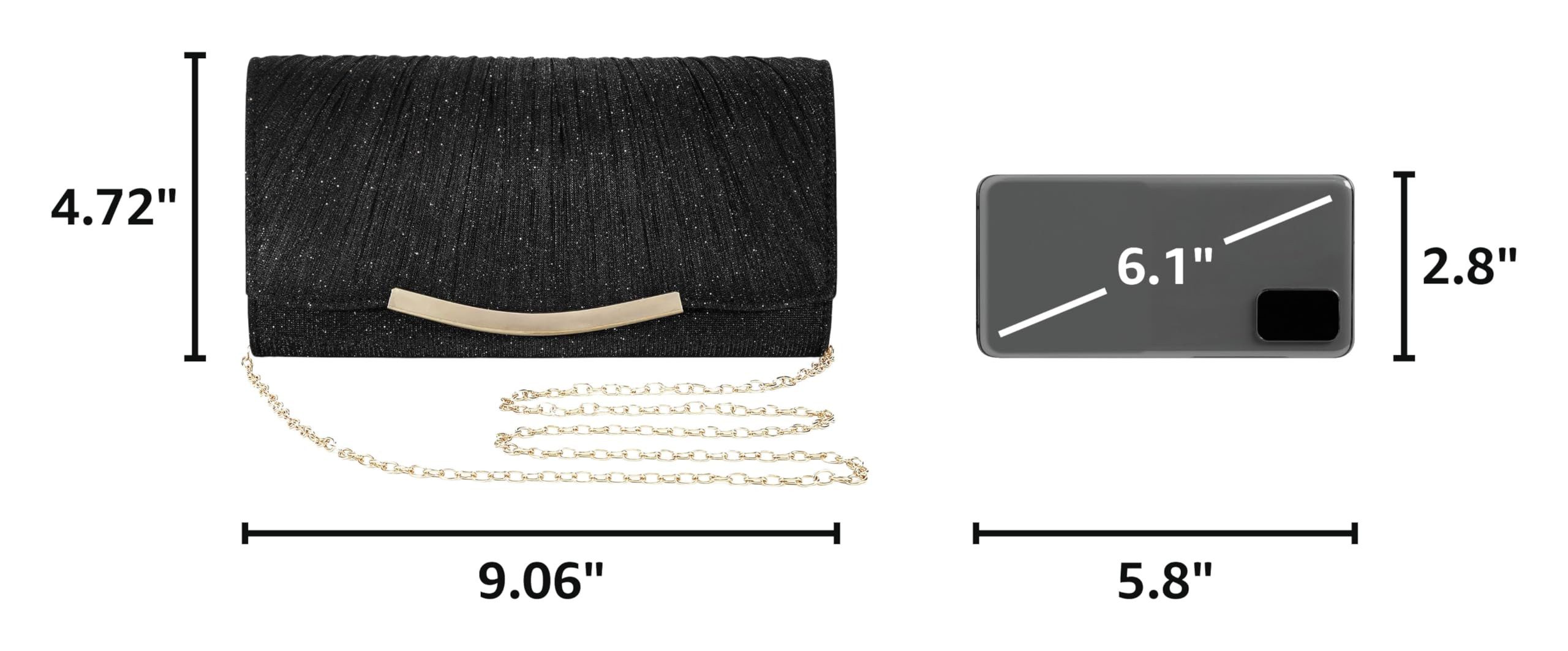 nsihing Abendtasche Damen Glitzer Abendtasche Umschlag Clutch Kette Abnehmbar,Clutch, Damen-Abendtasche / Umhängetasche / Hochzeitstasche