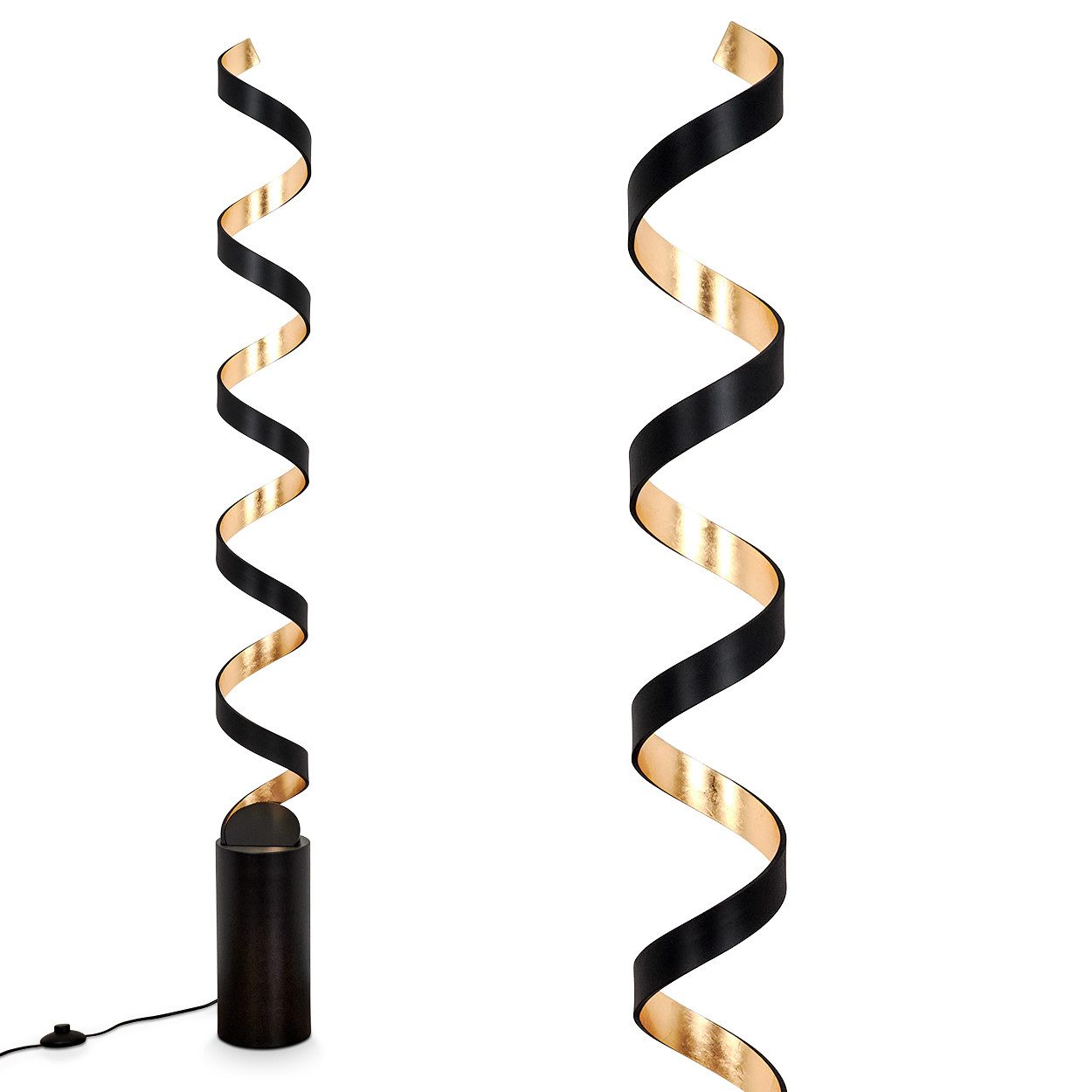 hofstein Stehlampe »Delia« Stehleuchte aus Metall in Schwarz/Gold, 3000 Kelvin, 30 Watt, 2400 Lumen, Standleuchte m. An-/Ausschalter am Kabel