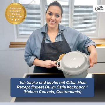 Ottia Schmortopf Gusseisen Topf, Brot backen, Fleisch, 2-in-1, 26cm, 5 Liter, +Zubehör, Emaille, Gusseisen, Händler aus Hamburg