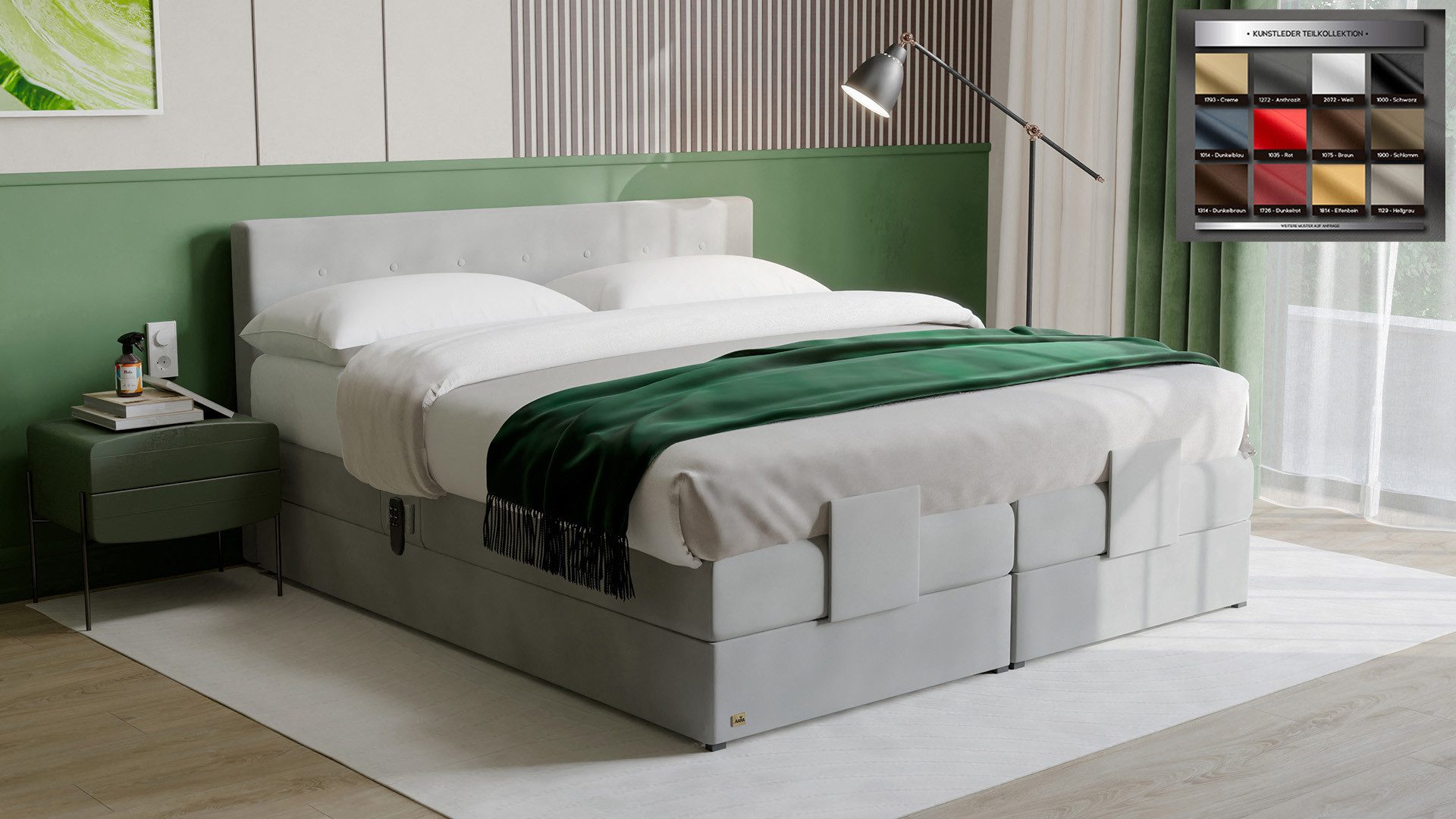 PAARA Boxspringbett 25GM elektrisch verstellbar mit Motor Dachschräge, Belüftungssystem