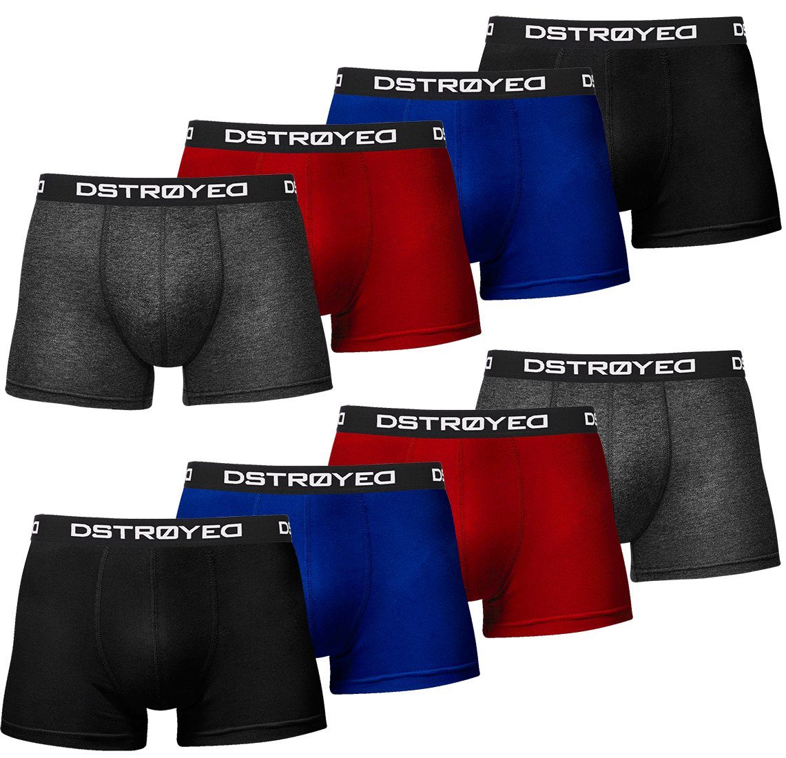 DSTROYED Boxershorts Herren Männer Unterhosen Baumwolle Premium Qualität perfekte Passform (Vorteilspack, 8er, 8er Pack) 316f-mehrfarbig