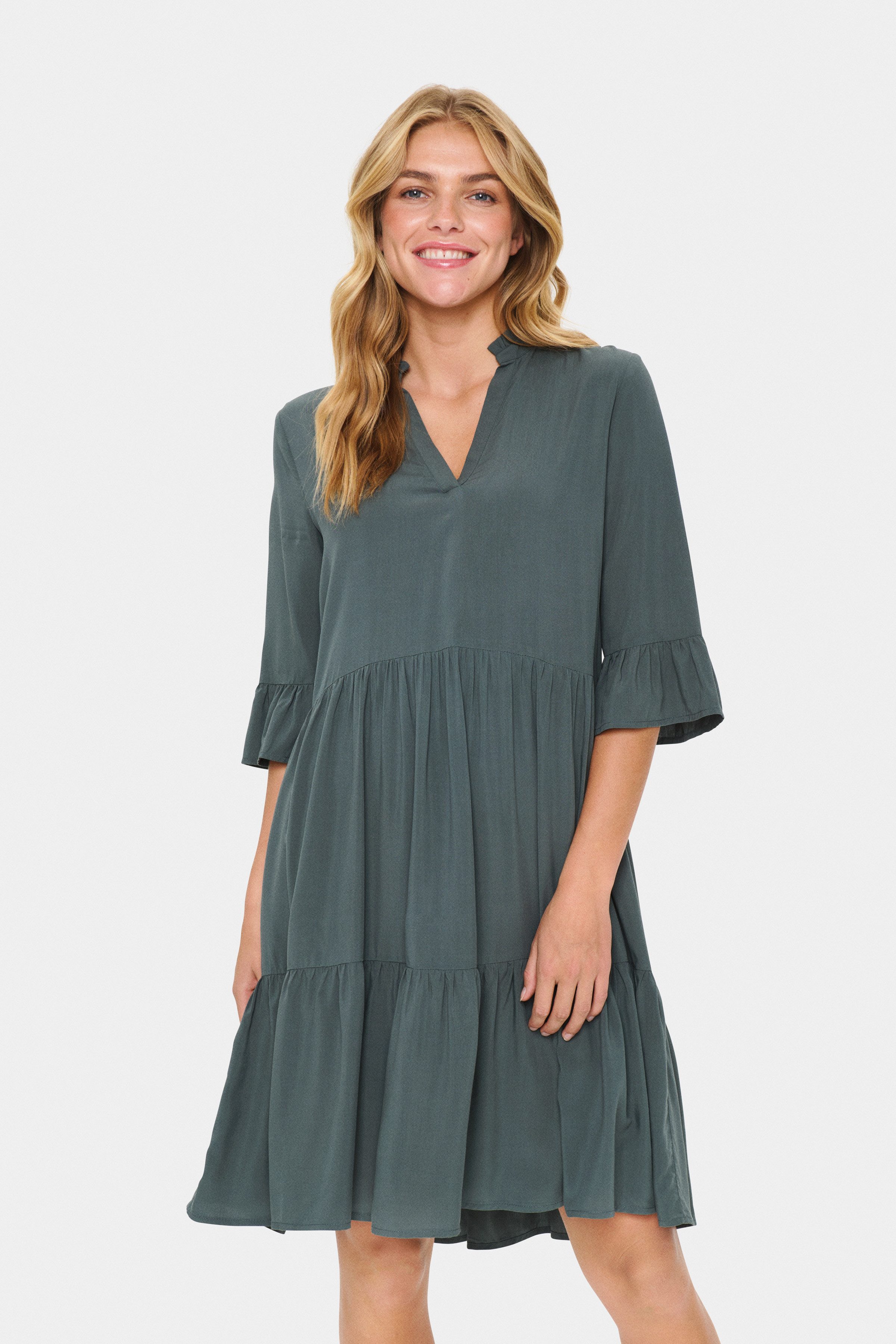 Saint Tropez Blusenkleid EdaSZ Dress Sommerkleid, Tunikakleid mit Volant un günstig online kaufen