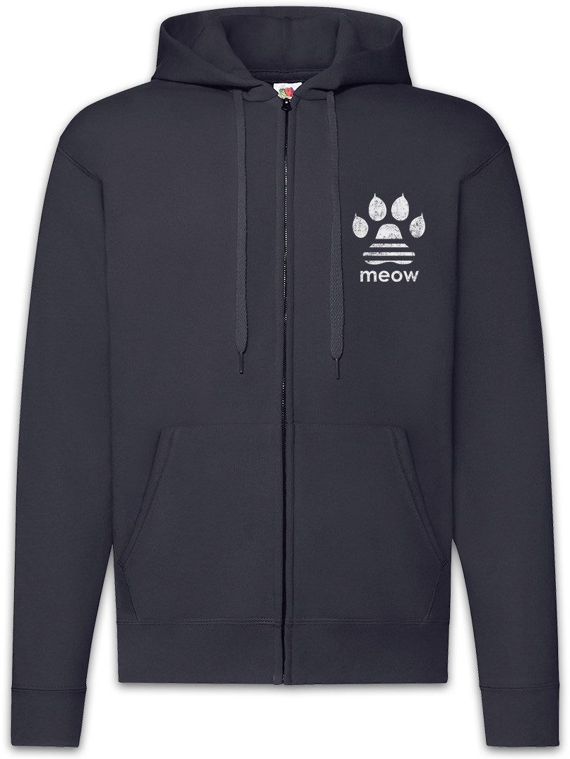 Urban Backwoods Sweatjacke Meow Zipper Hoodie Miau Katze Katzen Liebhaber Liebe Pfote Cat Cats (1-tlg) Tatze Kralle Kitty Kitten