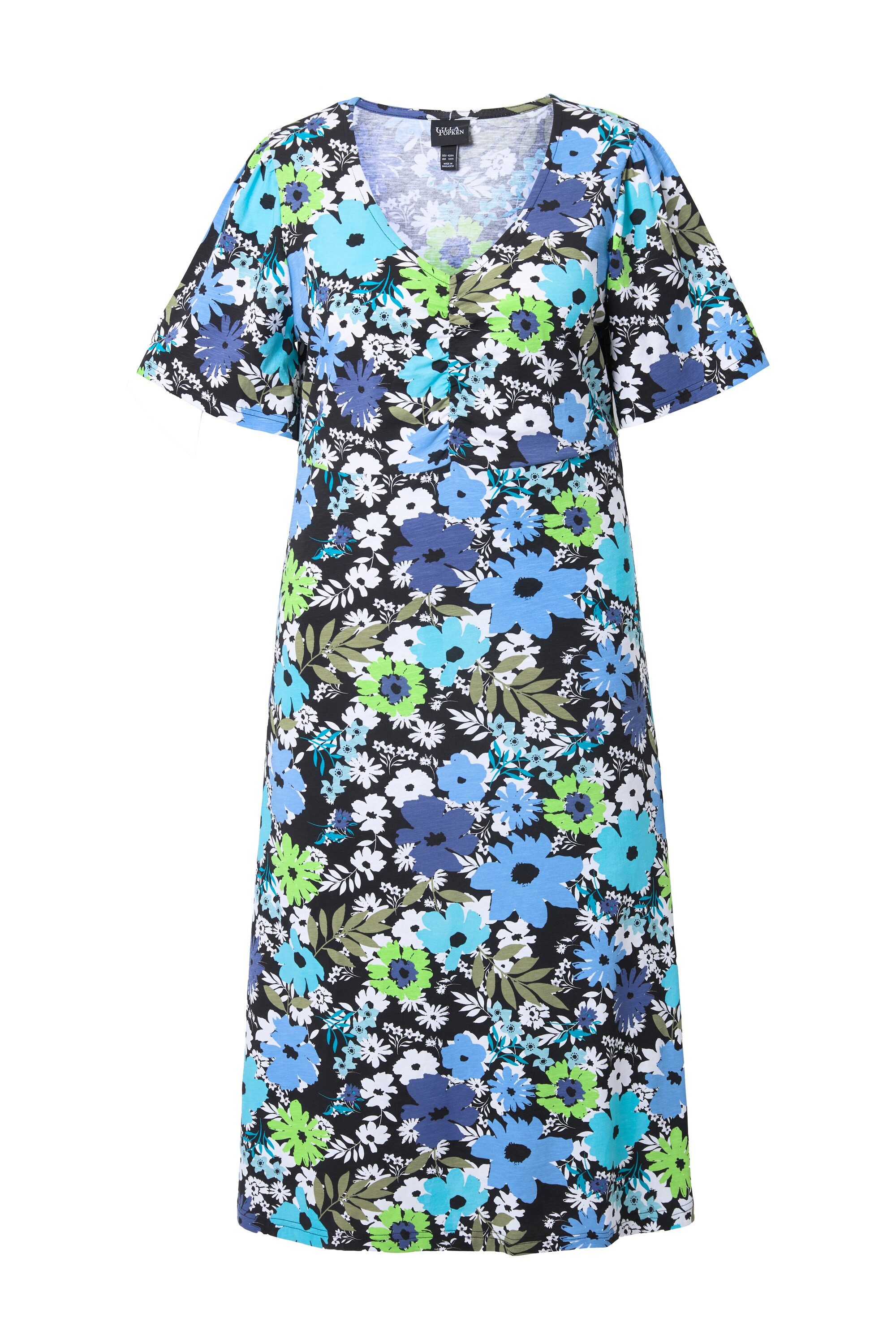 Ulla Popken Jerseykleid Jersey-Midikleid A-Linie V-Ausschnitt günstig online kaufen