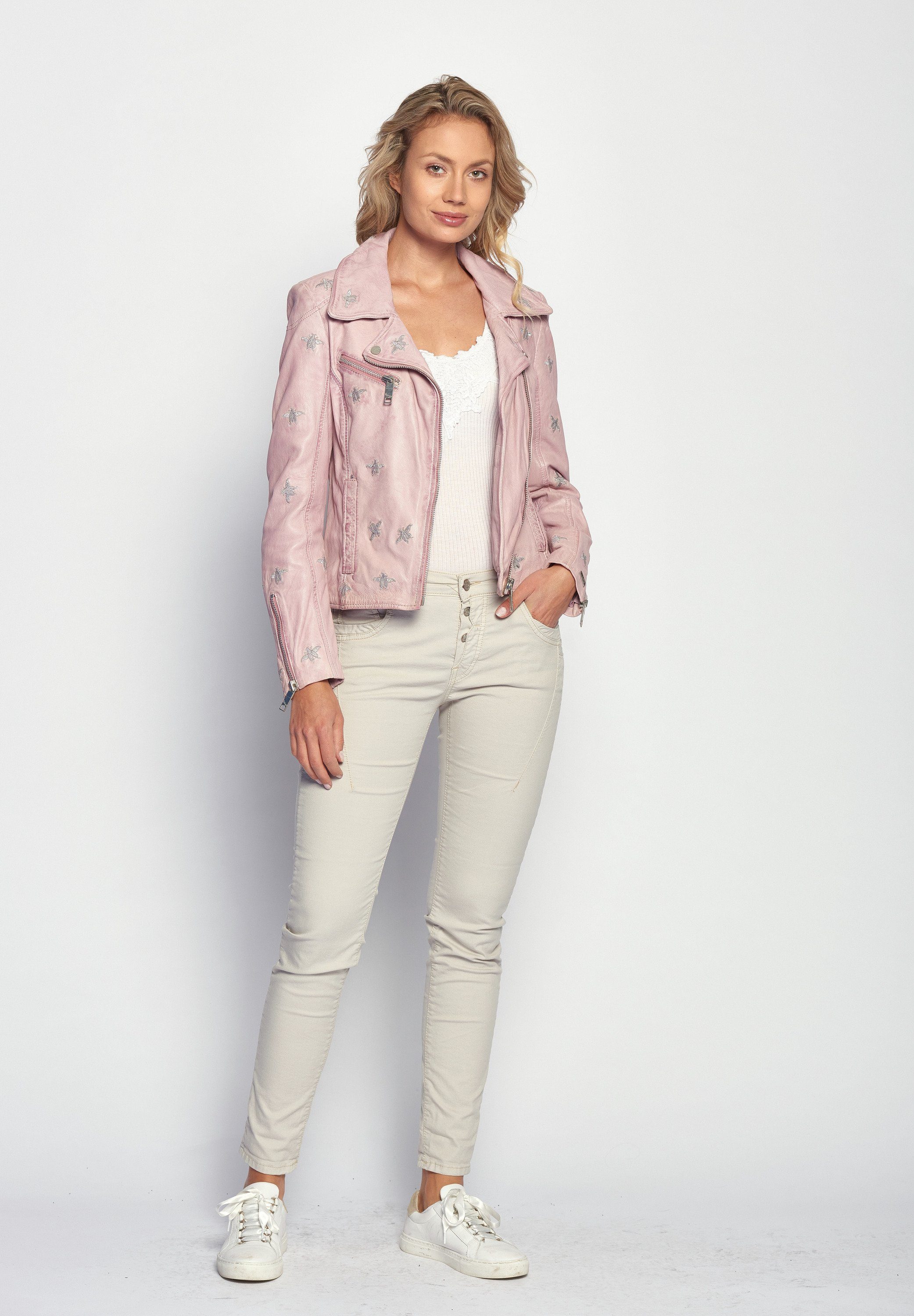 pink Lederjacke Blackridge Maze