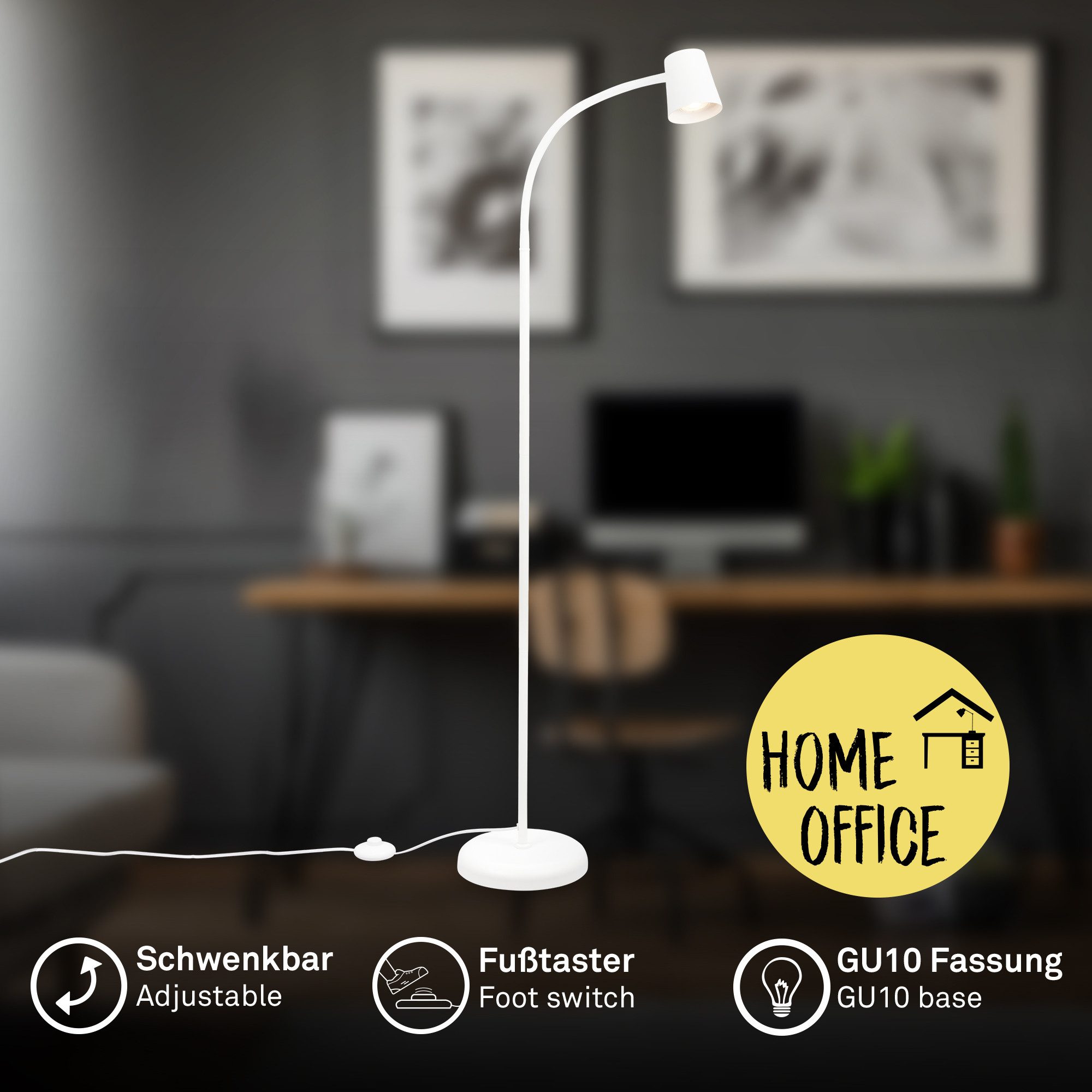 Briloner Leuchten LED Stehlampe Stehleuchte, weiß, 1xGU10/max. 9W exkl., oh günstig online kaufen