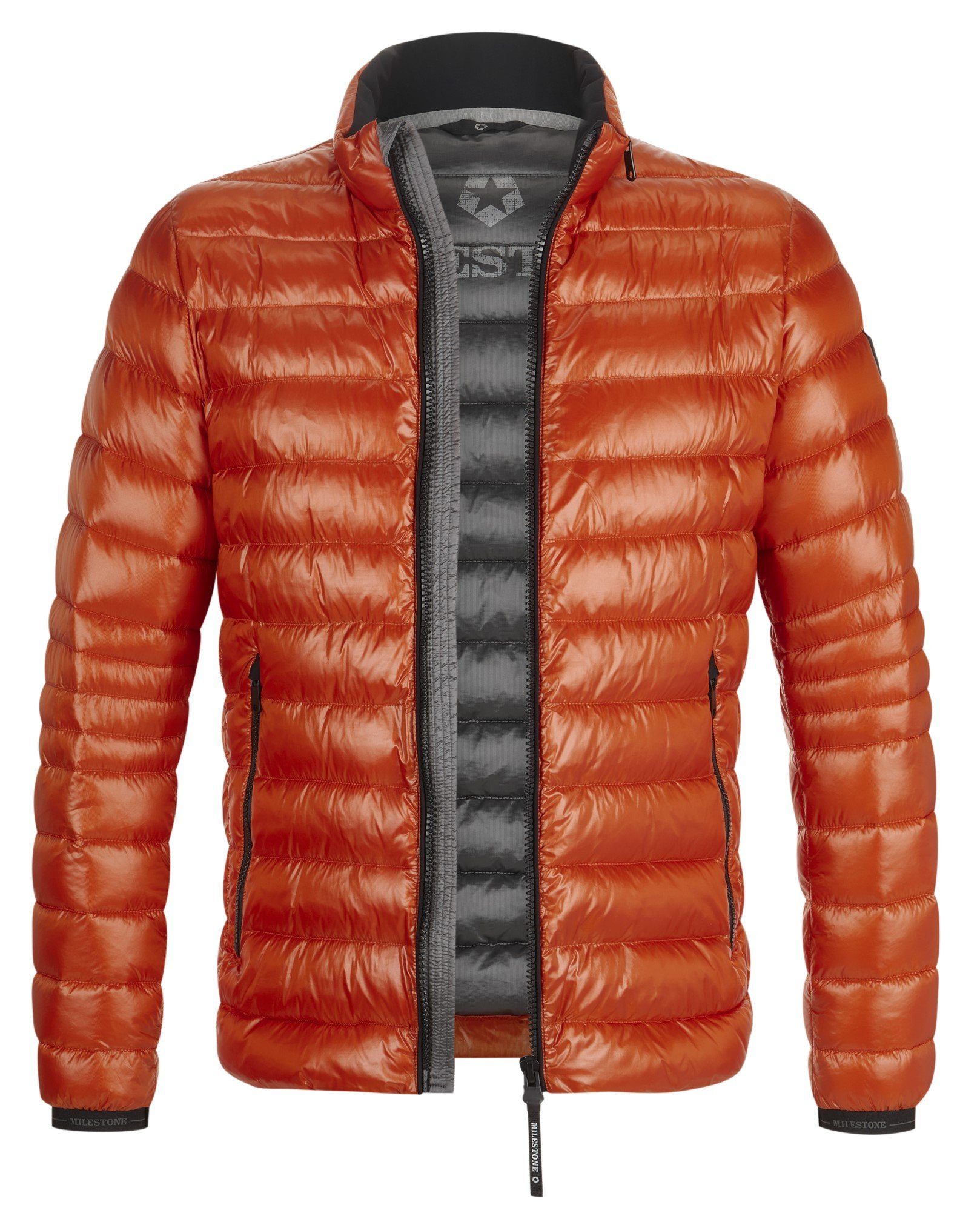 Milestone Steppjacke MSCartagena wasserabweisender Oberstoff High-Shine winddicht mit orange Ausrüstung