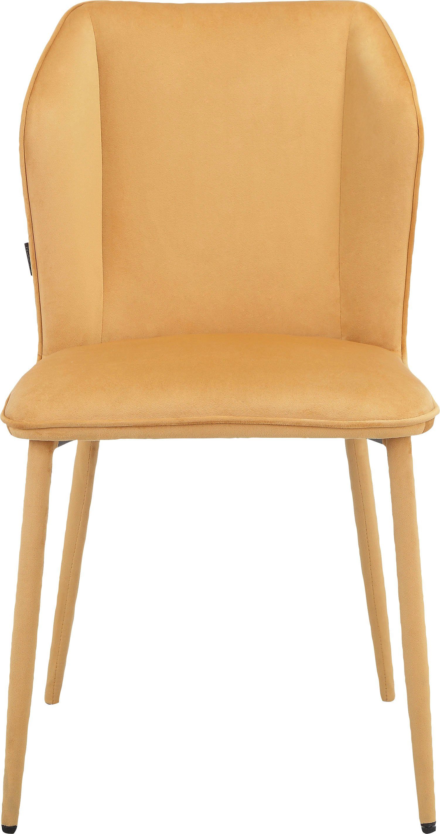 INOSIGN Esszimmerstuhl Koa mit Sitz Sitzhöhe und (2 in cm Velourstoff, gepolstert, 49 Rücken St), senffarben