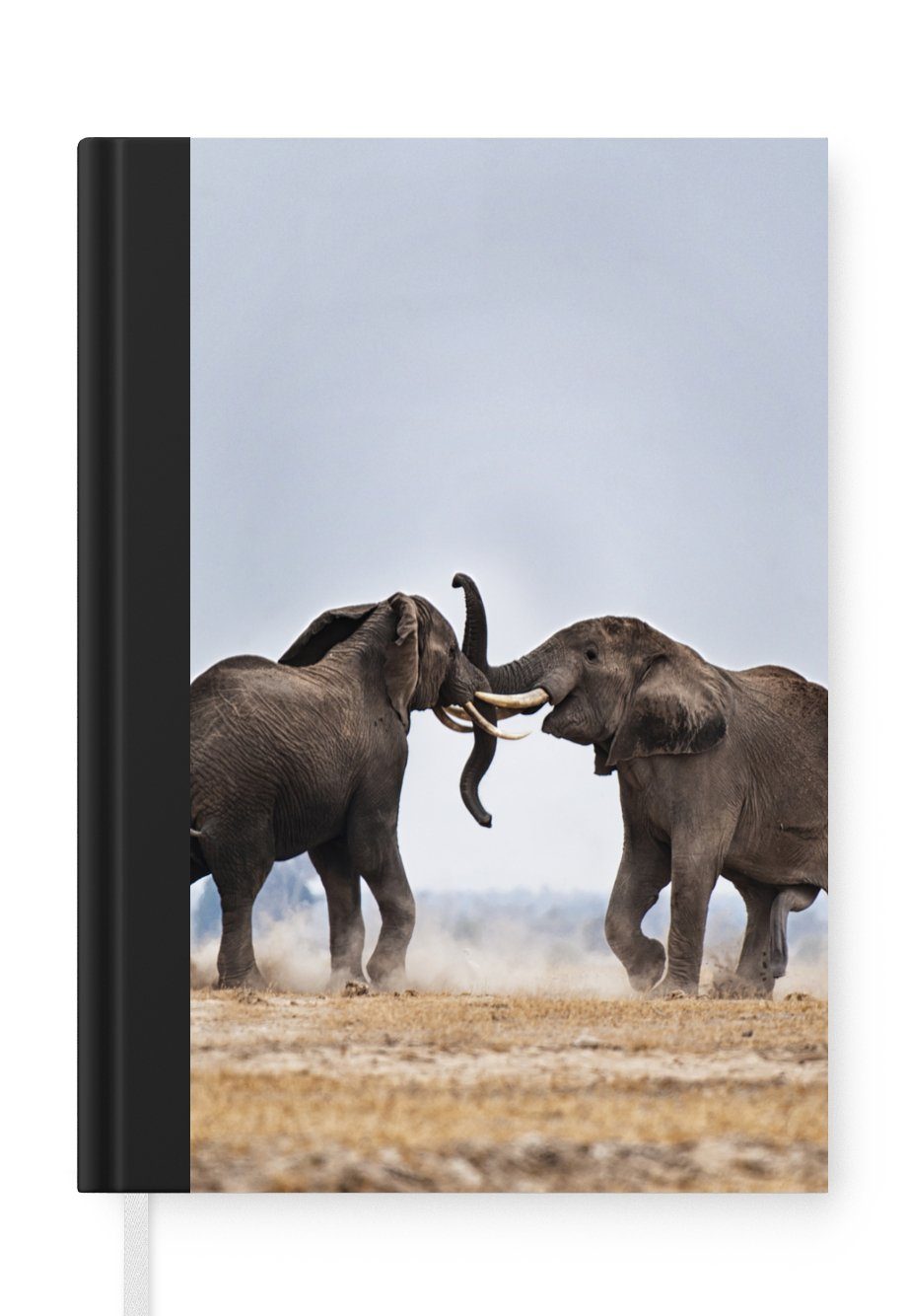 Notizheft, Tagebuch, - Journal, Merkzettel, Haushaltsbuch A5, Seiten, Tiere - 98 Notizbuch Elefant MuchoWow Natur, - Flachland