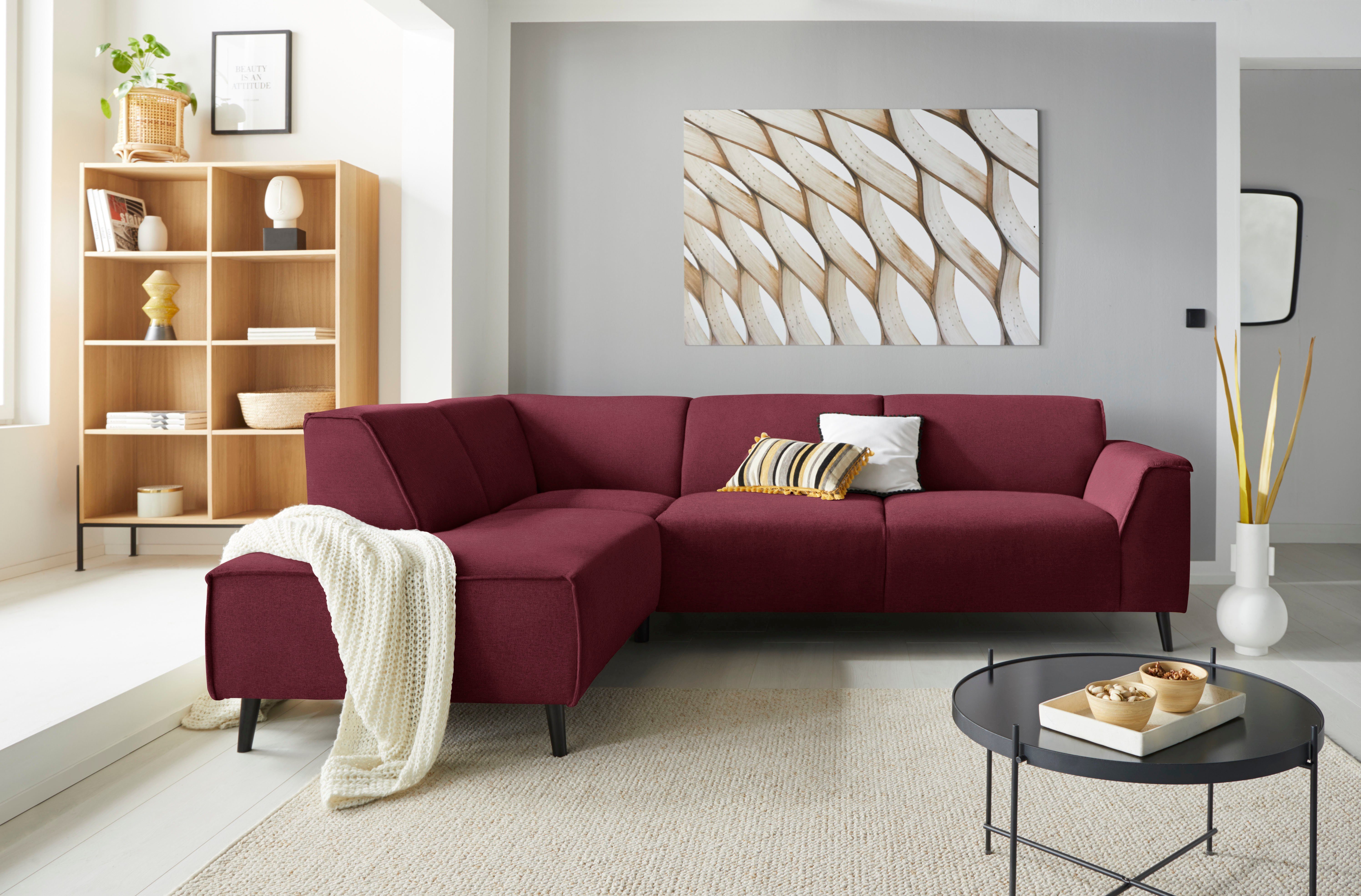 DOMO collection Ecksofa Amora, bequem und zeitlos, L-Form, mit Federkern, Fußhöhe passend für gängige Saugroboter!