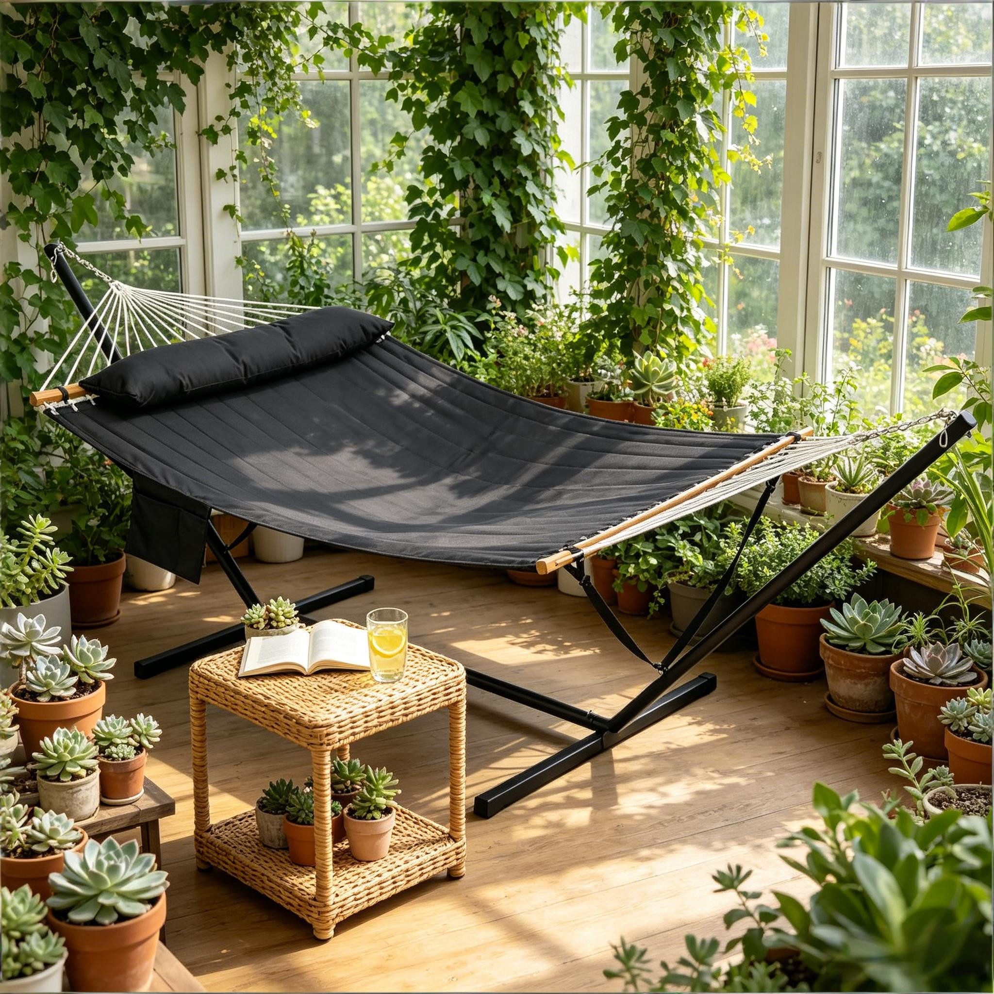 CHICFURN Hängematte Gartenhängematte als Doppelmodell mit bequemer Liegefläche (Packung, 1 St., Nur mit Hängematte), Anthrazit, Gewichtskapazität 250 kg