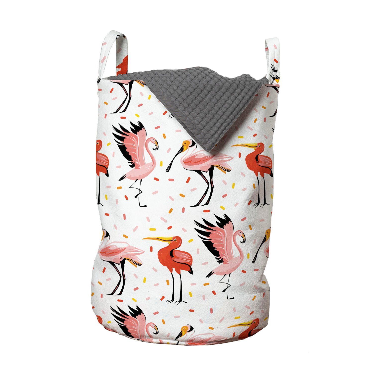 Abakuhaus Wäschesäckchen Wäschekorb mit gezeichnet Exotische Flamingo Kordelzugverschluss Waschsalons, Vögel für Hand Griffen