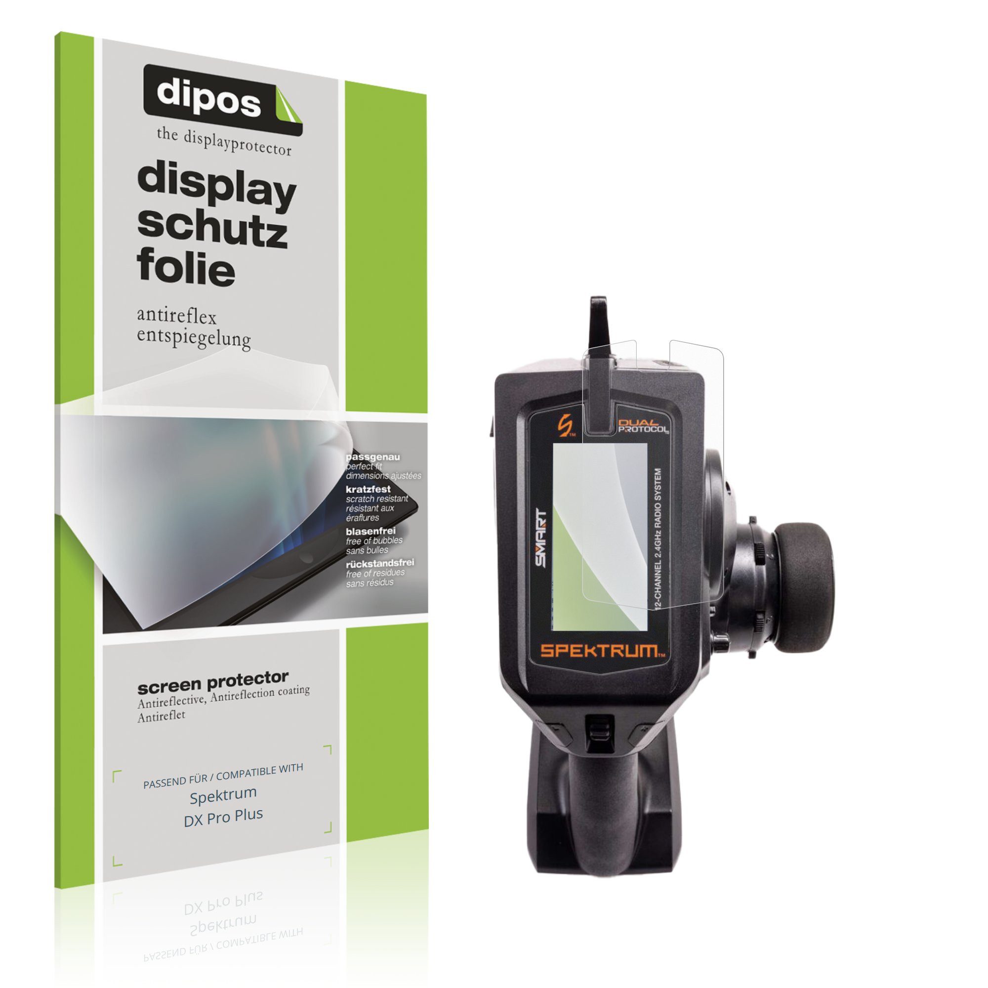 dipos Displayschutzfolie Schutzfolie für Spektrum DX Pro Plus, 2 Stück, Displayschutz Schutz Folie Made in Germany