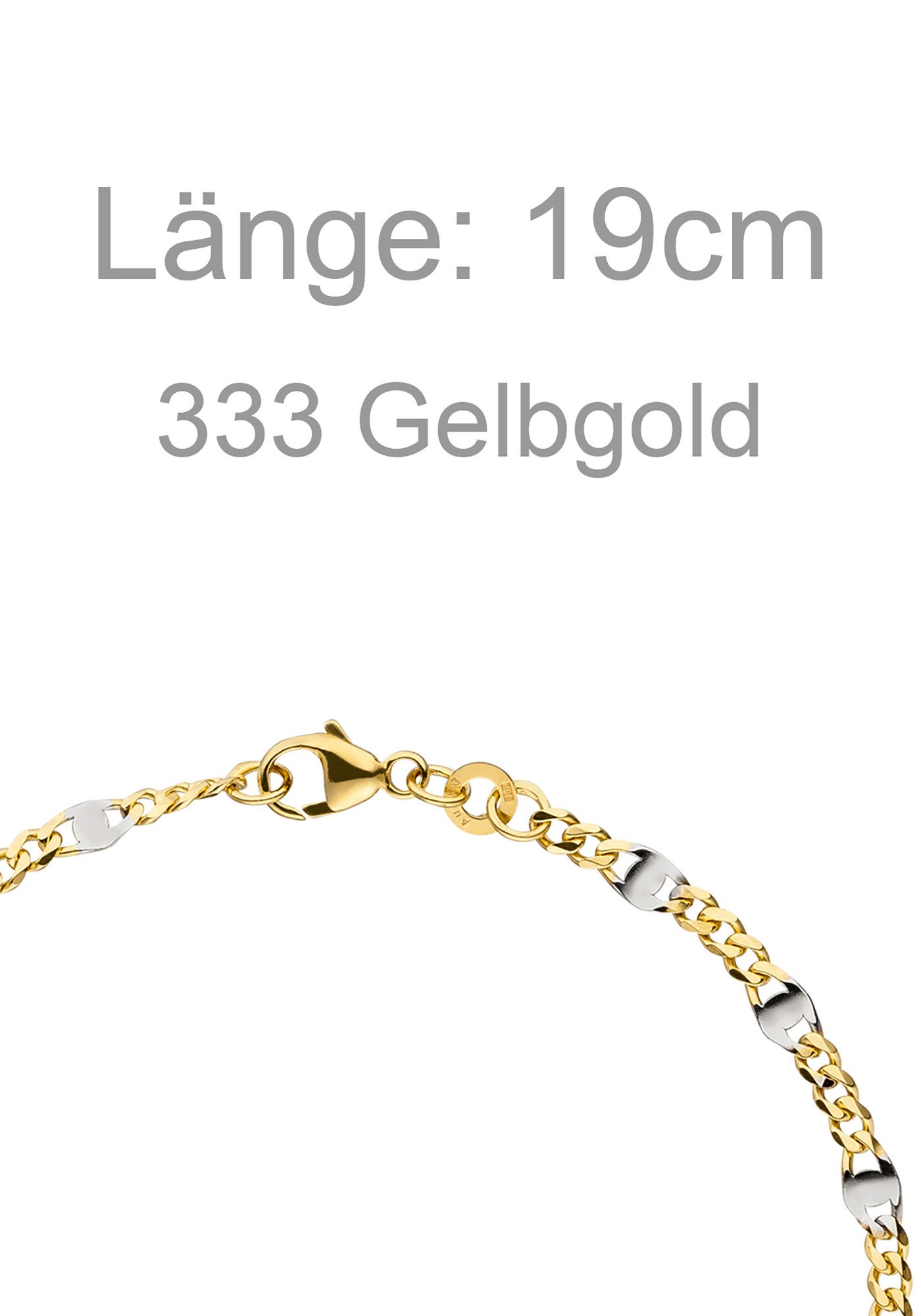 JOBO Goldarmband, Steg-Panzerarmband 333 Gold massiv 19 cm