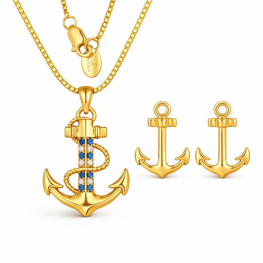 PAVELS Schmuckset Anker, Elegantes Anker-Schmuckset für Damen