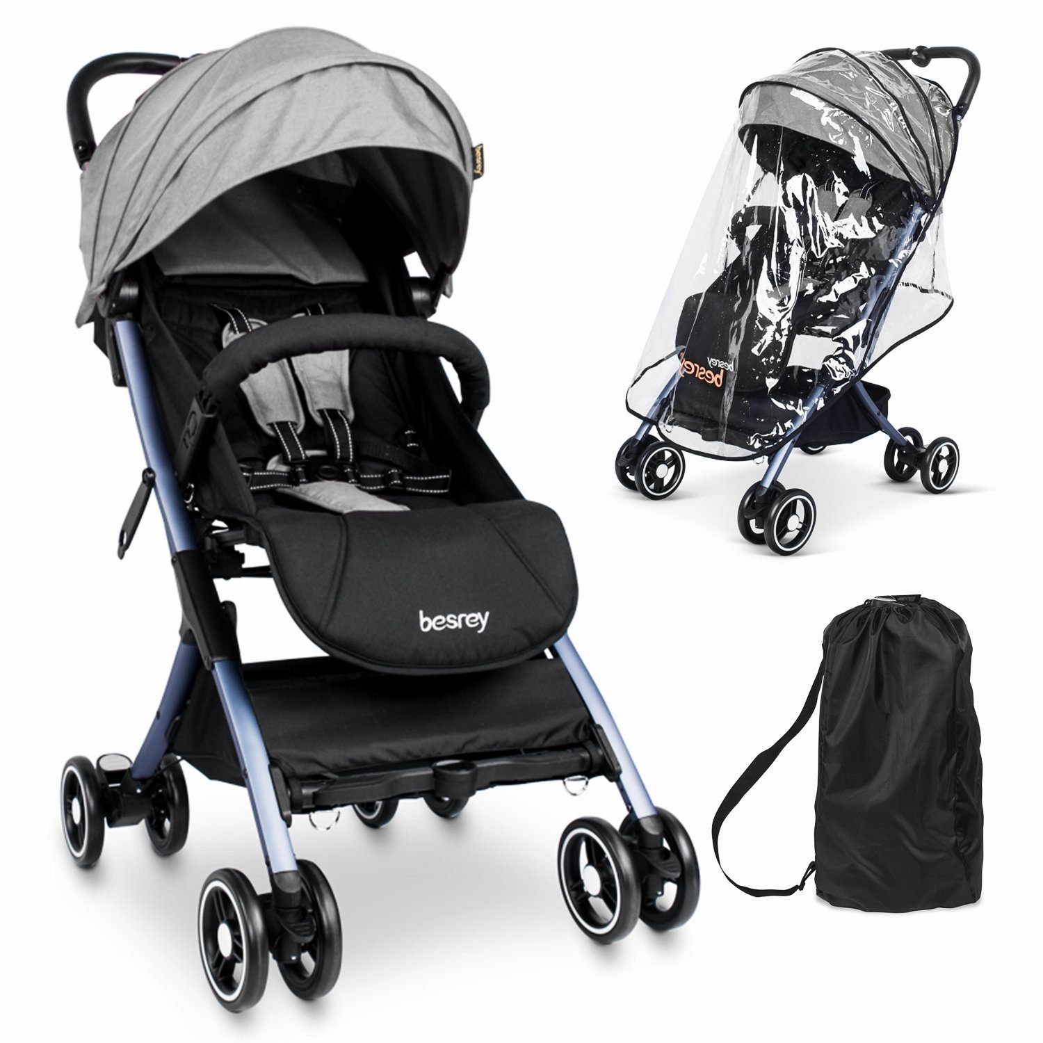 besrey Kinder-Buggy Kompakter Kinderwagen mit Einhand-Faltung für unterwegs