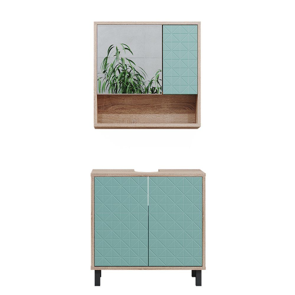 Vicco Badmöbel-Set Agasta, Mintgrün/Sonoma, 2 Teile, günstig online kaufen