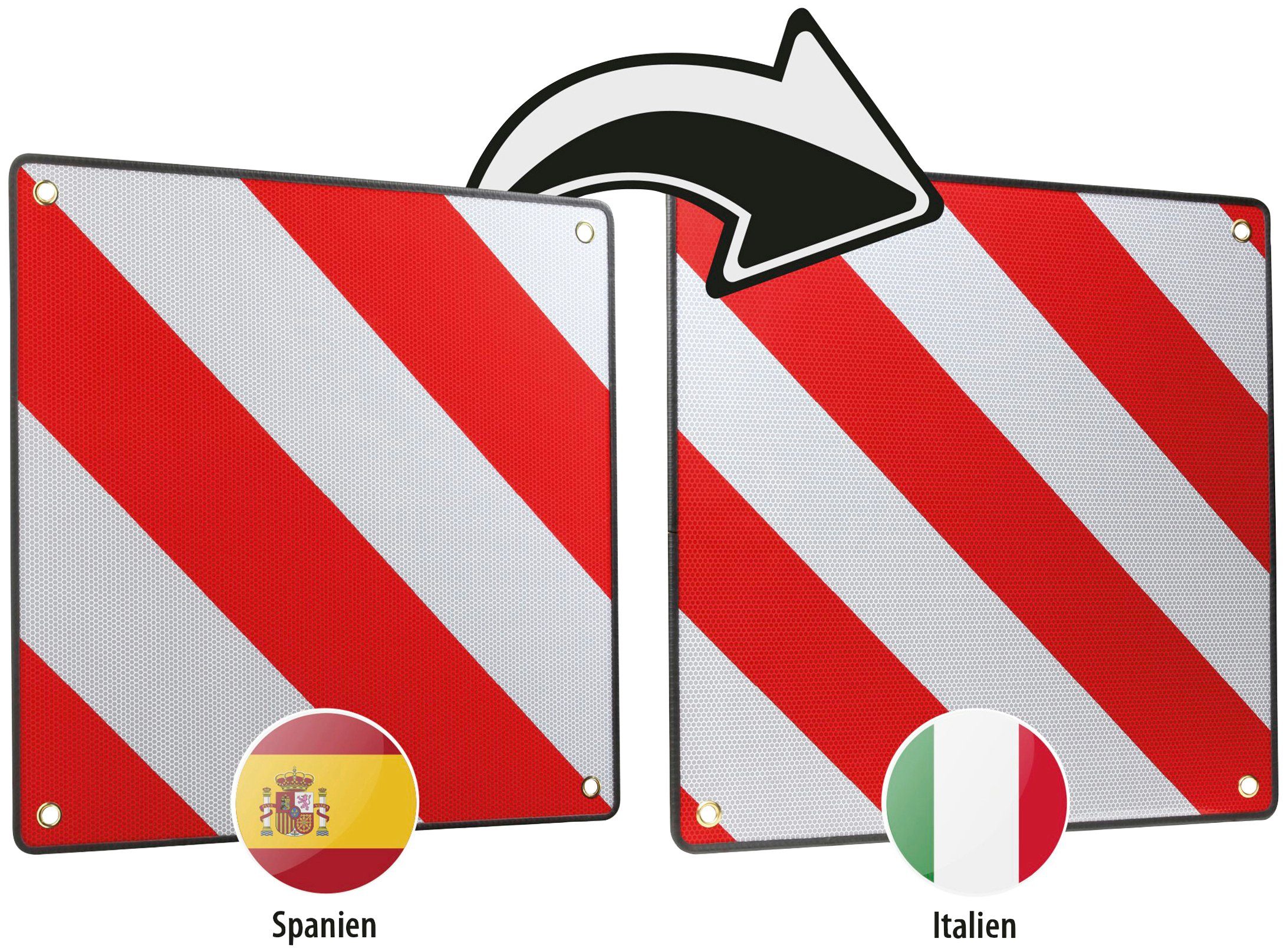 CALIMA Tafel 46044 Warntafel 2 in 1, für Spanien und Italien, aus Aluminium