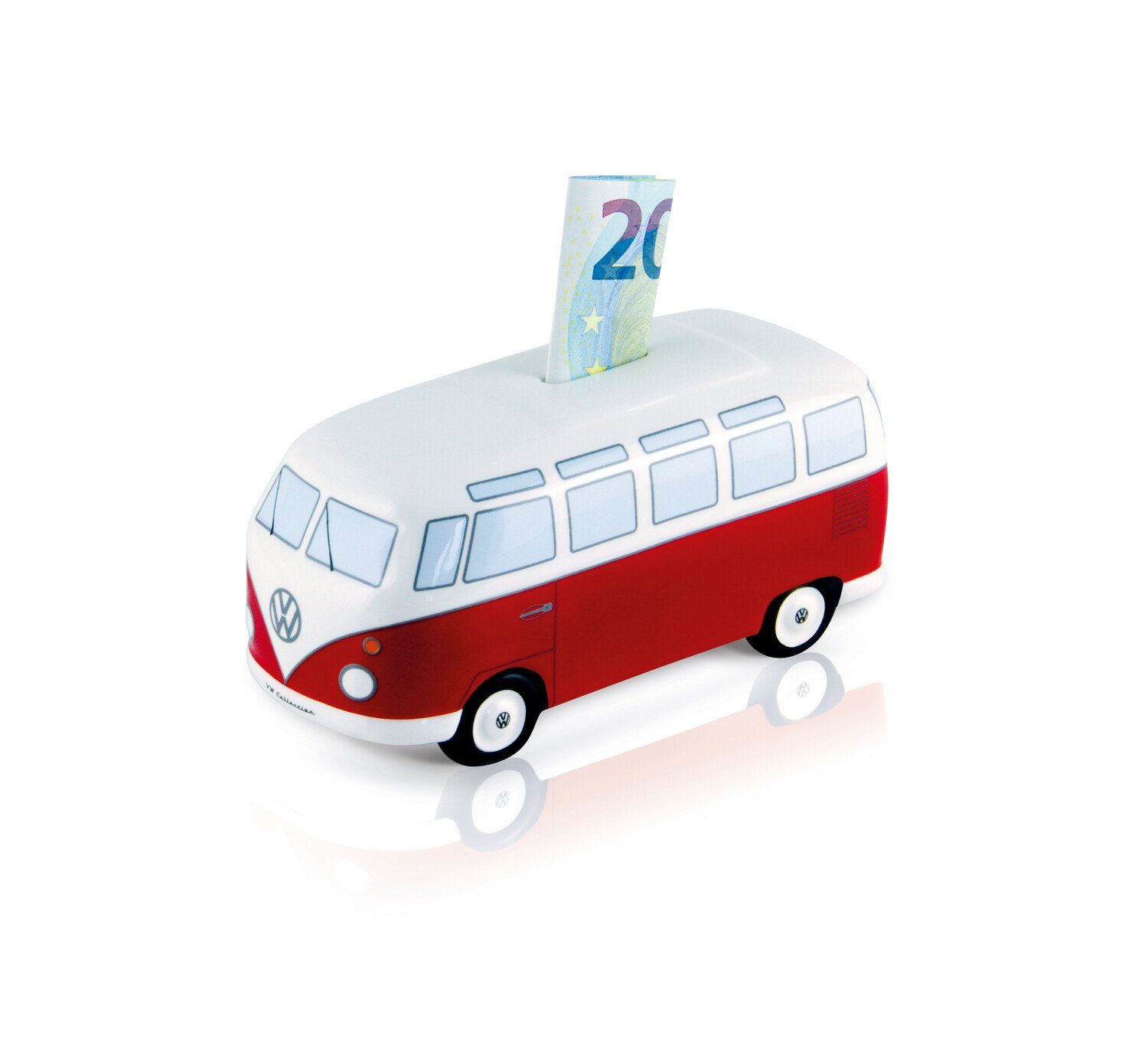 VW Collection by BRISA Spardose Volkswagen Sparbüchse, Sparschwein im roten T1 Samba Bus Design