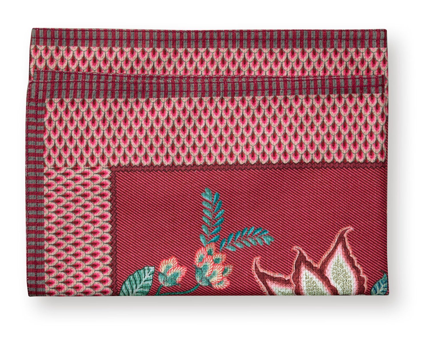 PiP Studio Tischläufer Flower Festival Tischläufer dark pink 50 x 150 cm, Table Runner Flower Festival Dark Pink 50x150cm