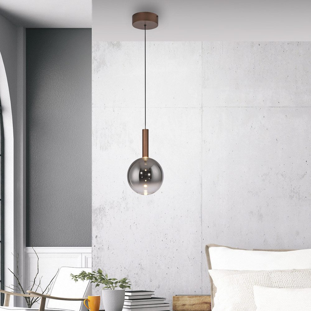 Paul Neuhaus LED Pendelleuchte LED Pendellampe BOWL, Dimmbar, 1xLED Board/7.40W, warmweiß, dimmbar über Wandschalter, Glaskugel