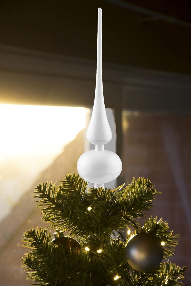 JACK Christbaumspitze JACK Kunststoff Christbaumspitze Weihnachtsbaum, bruchsicherer Spitze Kunststoff Optik Weiß 28cm Ø 6cm Höhe in schöner