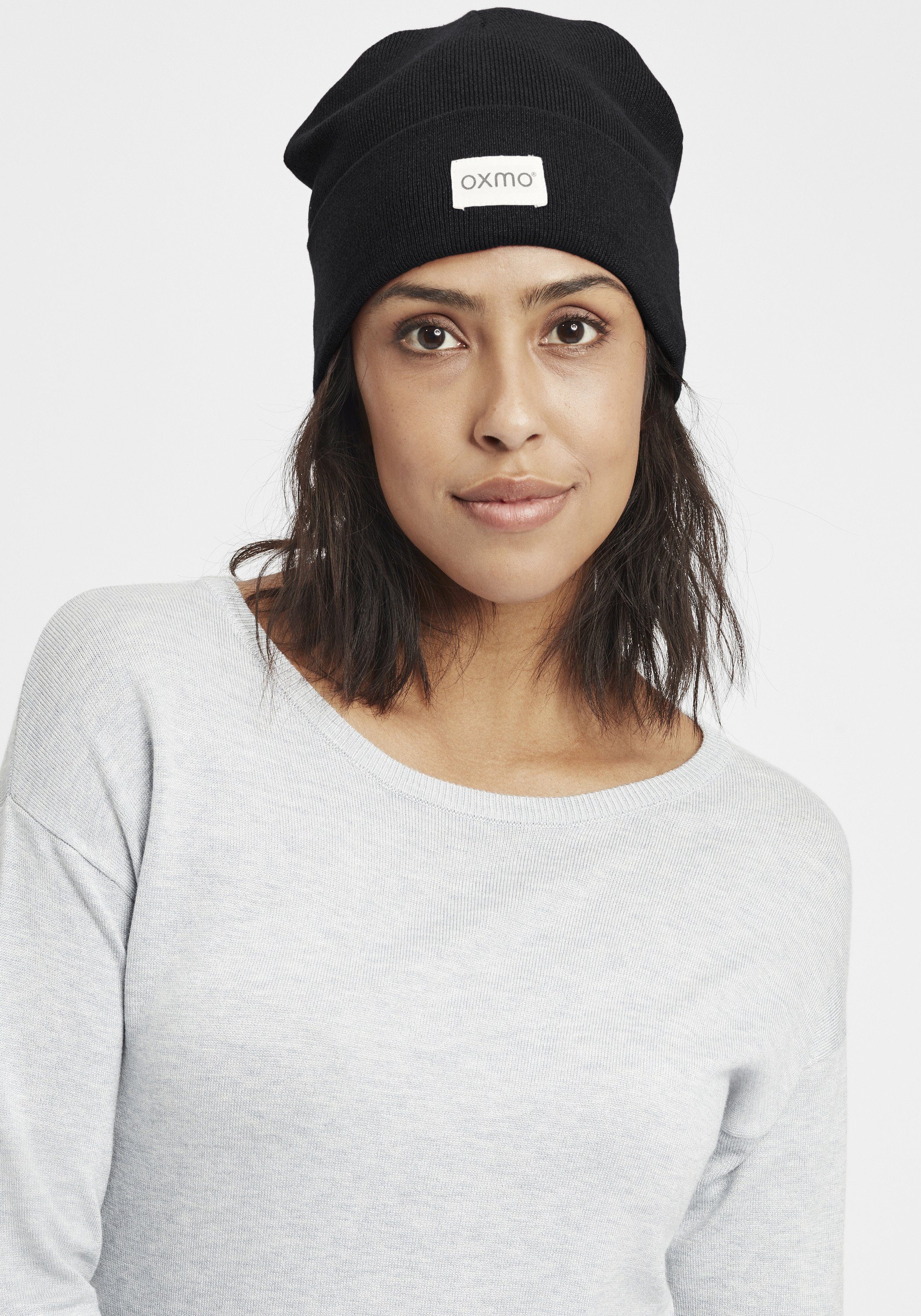 OXMO Beanie OXBiene Strickmütze Logobadge BLACK mit (799000)