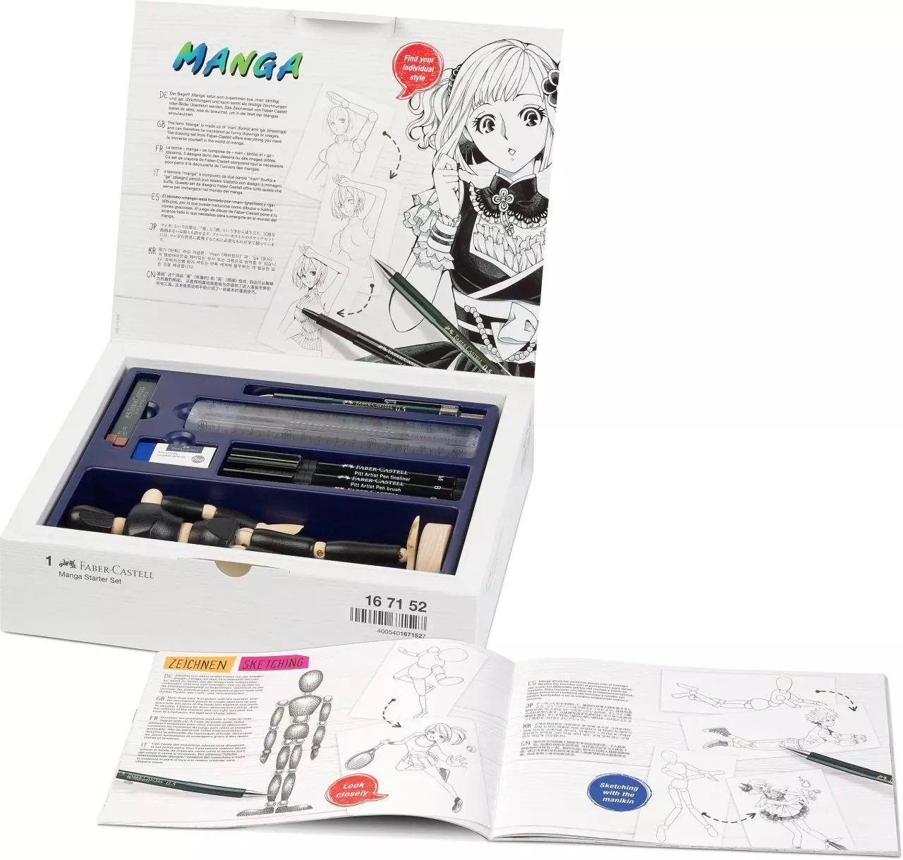 Faber-Castell Kreativset Manga Starter Set, (Manga-Zeichen-Set, 9-tlg., Komplett-Set), für Einsteiger