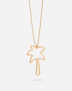 Malaika Raiss Kette mit Anhänger Palm Tree 3D Halskette Damen Gold mit Palme Anhänger Lasercut 45 cm, Silber 925, 24 Karat vergoldet