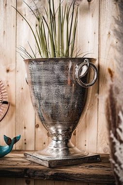 MichaelNoll Dekoschale Pokal Schale Vase Deko Aluminium Silber Deko Luxus - Moderne Dekoration aus Metall - Tischdeko Hochzeit - für Wohnzimmer, Esszimmer oder Küche - XL 46 cm