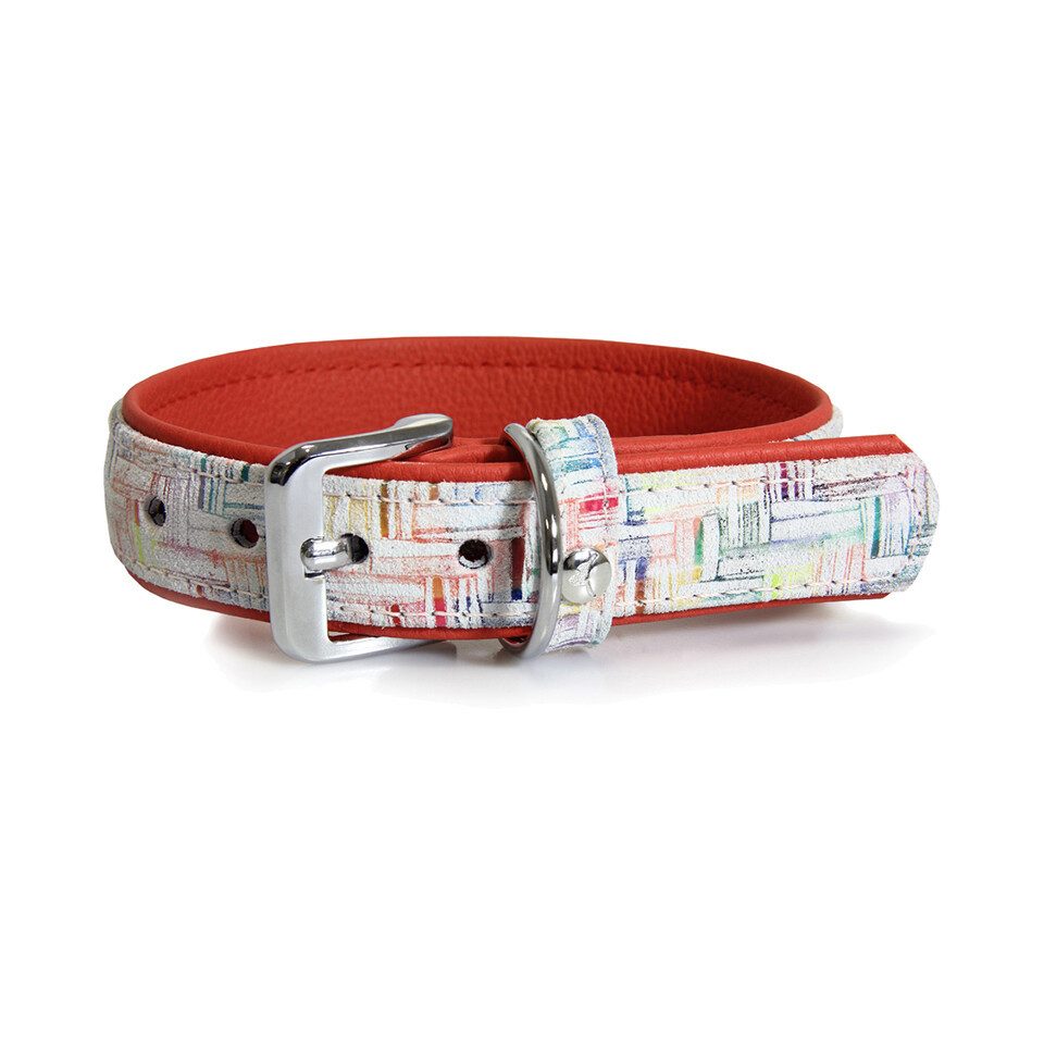 Das Lederband Hunde-Halsband Hundehalsband Casablanca kreide/rubyred