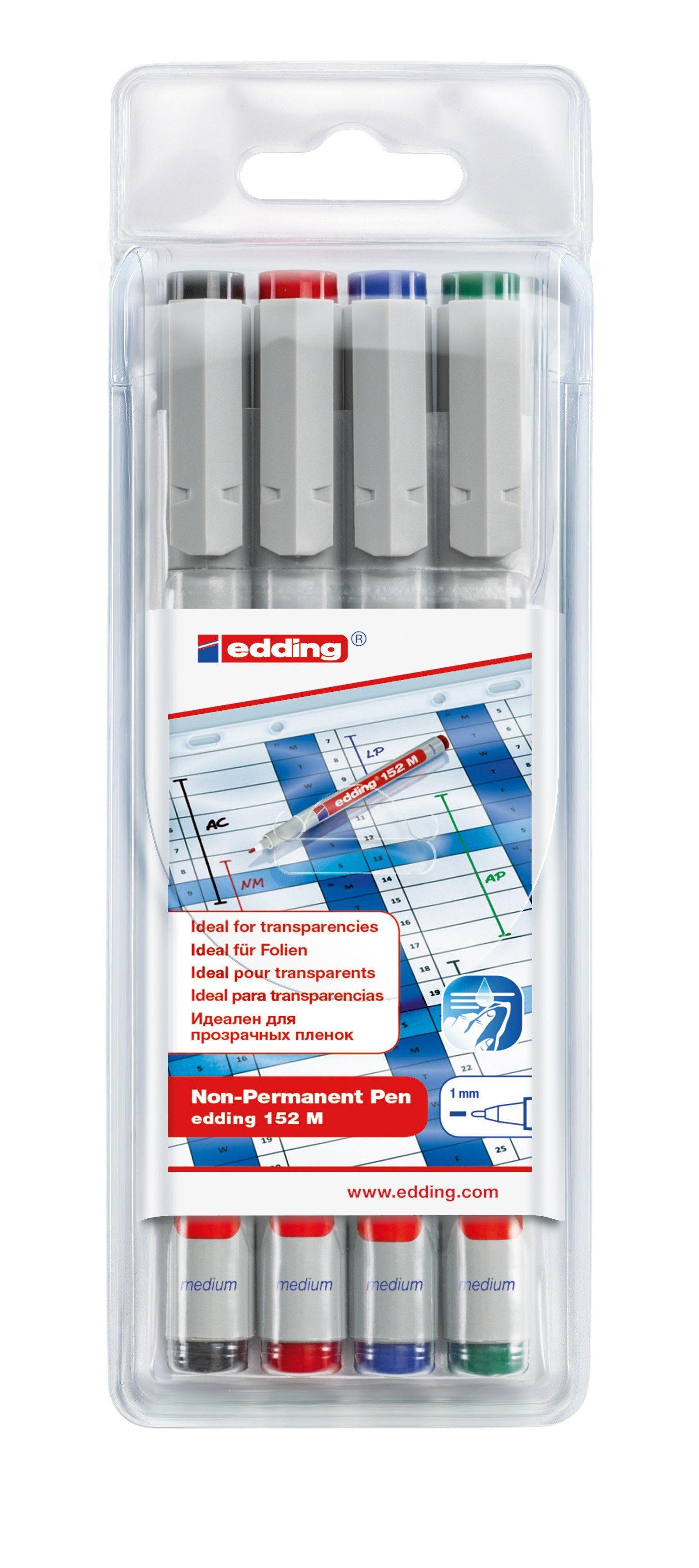 edding Marker Edding Folienschreiber Non-permanent Pen 152 M, 4er Set