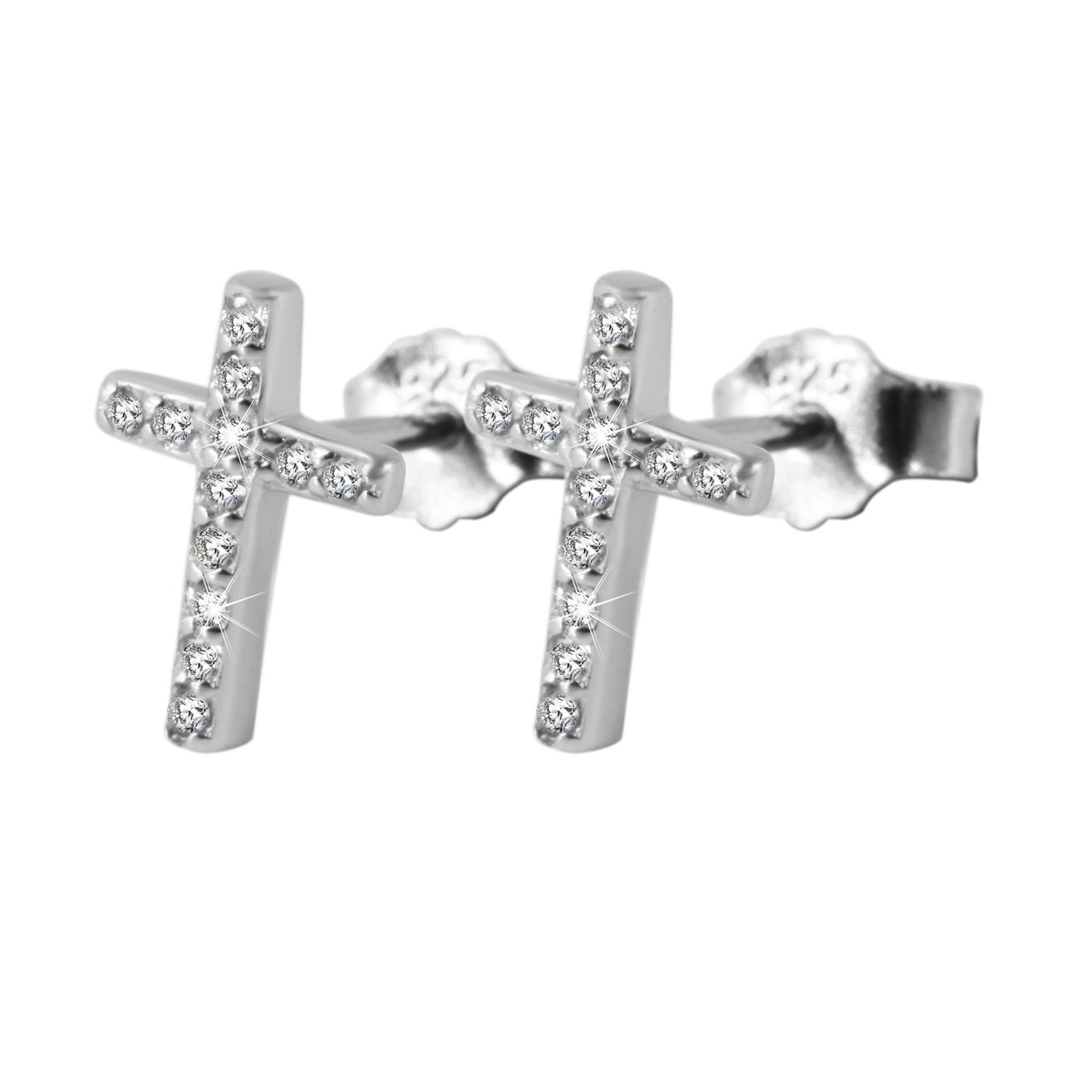 Adelia´s Paar Ohrstecker »Ohrstecker Kreuz aus 925 Silber mit Zirkonia 10  cm« online kaufen | OTTO
