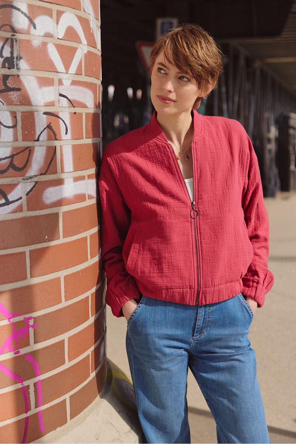 Tranquillo Sommerjacke Jacke Rumii Blouson aus Musselin GOTS-zertifizierter Bio-Baumwoll-Musselin