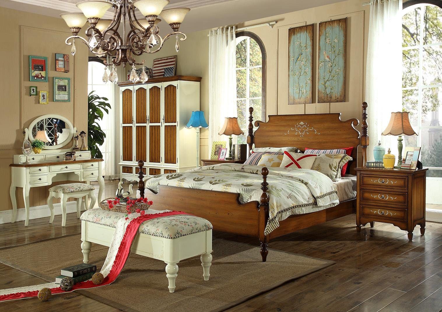 JVmoebel Bett, Designer Doppelbett Bett Betten Holz Amerikanisch Hotel Luxus