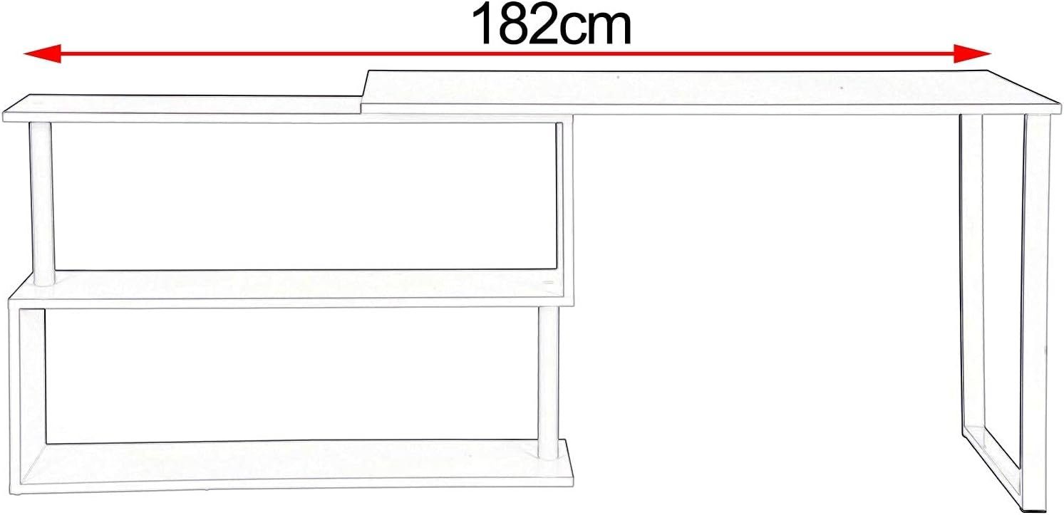 Eiche 120x100x74cm(BxTxH), Schreibtisch (1-St), Ablagen, Weiß | Woltu Hell Bürotisch MDF mit