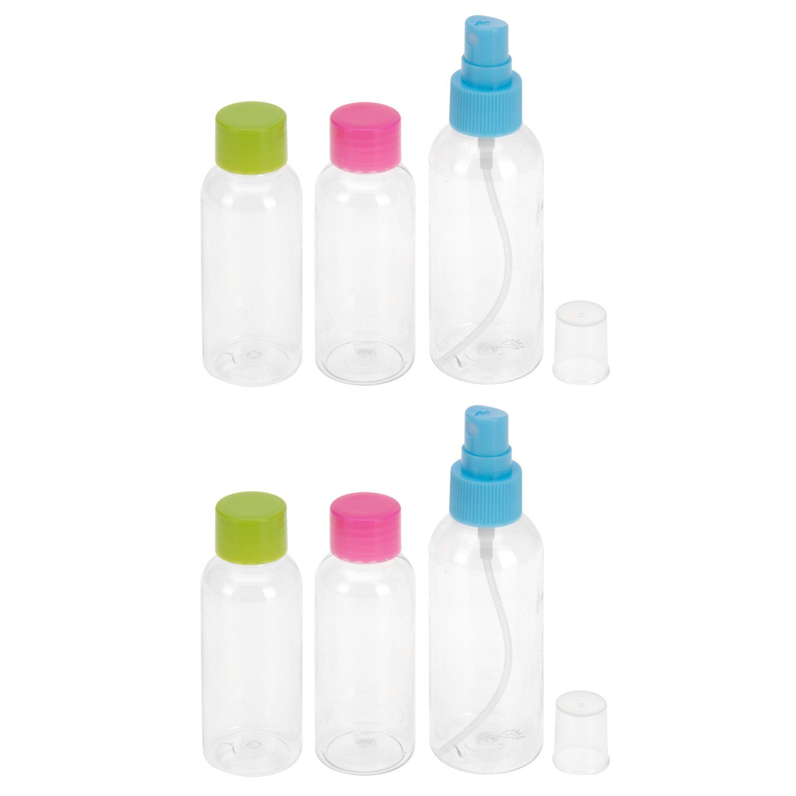 HAC24 Reisebehälter Reiseflaschen-Set Plastikflaschen Shampoo Flasche Handgepäck (Set, 6 St), Ideal für Flugreisen, Wochenend-Trips, Büro