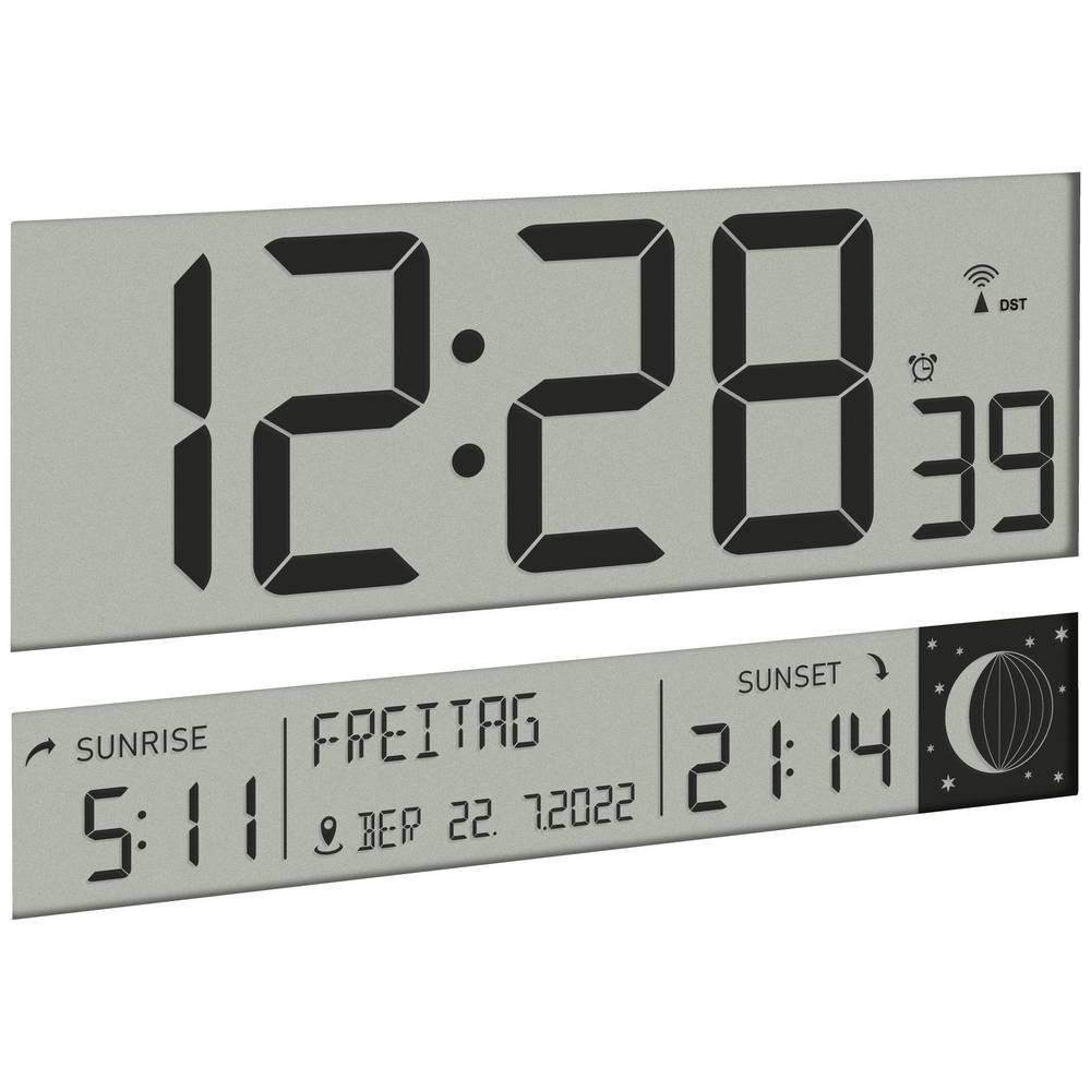 TFA Dostmann Wanduhr Digitale XL-Funkuhr mit Sonnenaufgang und Sonnenuntergang 60.4524.01 (Großes Display)