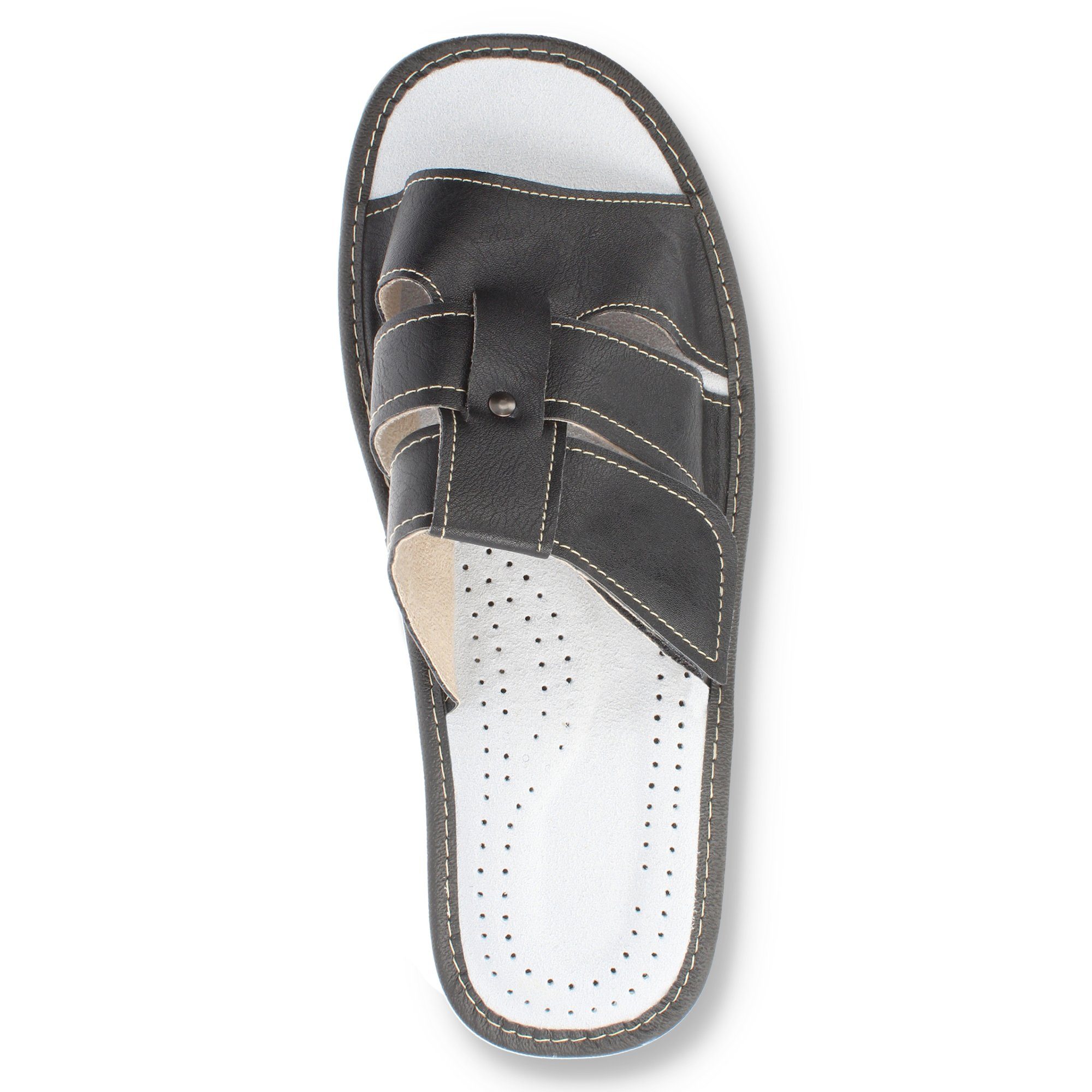 filsko Zeist Herren HausSchuhe mit Klettverschluss schwarz Hausschuh